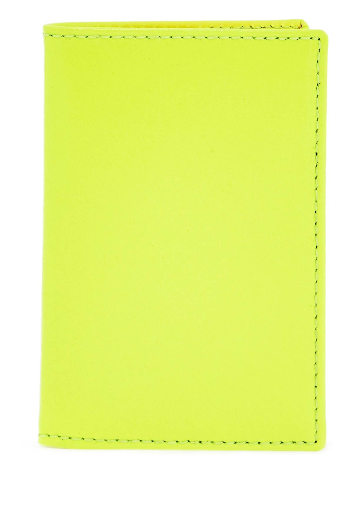 Comme Des Garcons Wallet Compact Wallet In Fluorescent Yellow Goat Leather