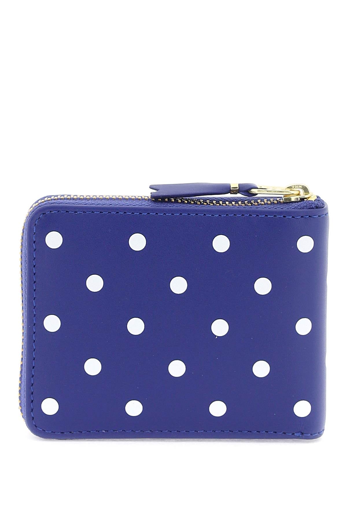 Comme Des Garcons Wallet Polka Dot Zip Around Wallet With Blue