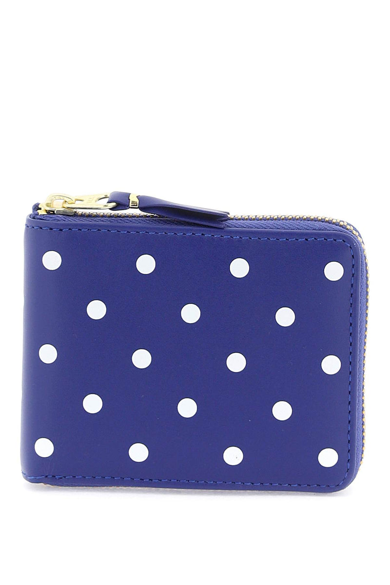 Comme Des Garcons Wallet Polka Dot Zip Around Wallet With Blue