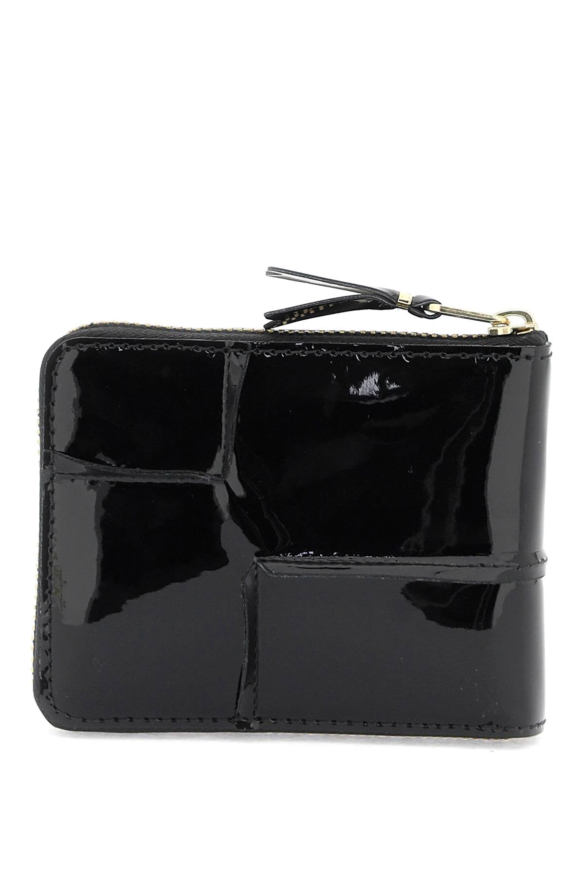 Comme Des Garcons Wallet Zip Around Patent Leather Wallet With Zipper Black