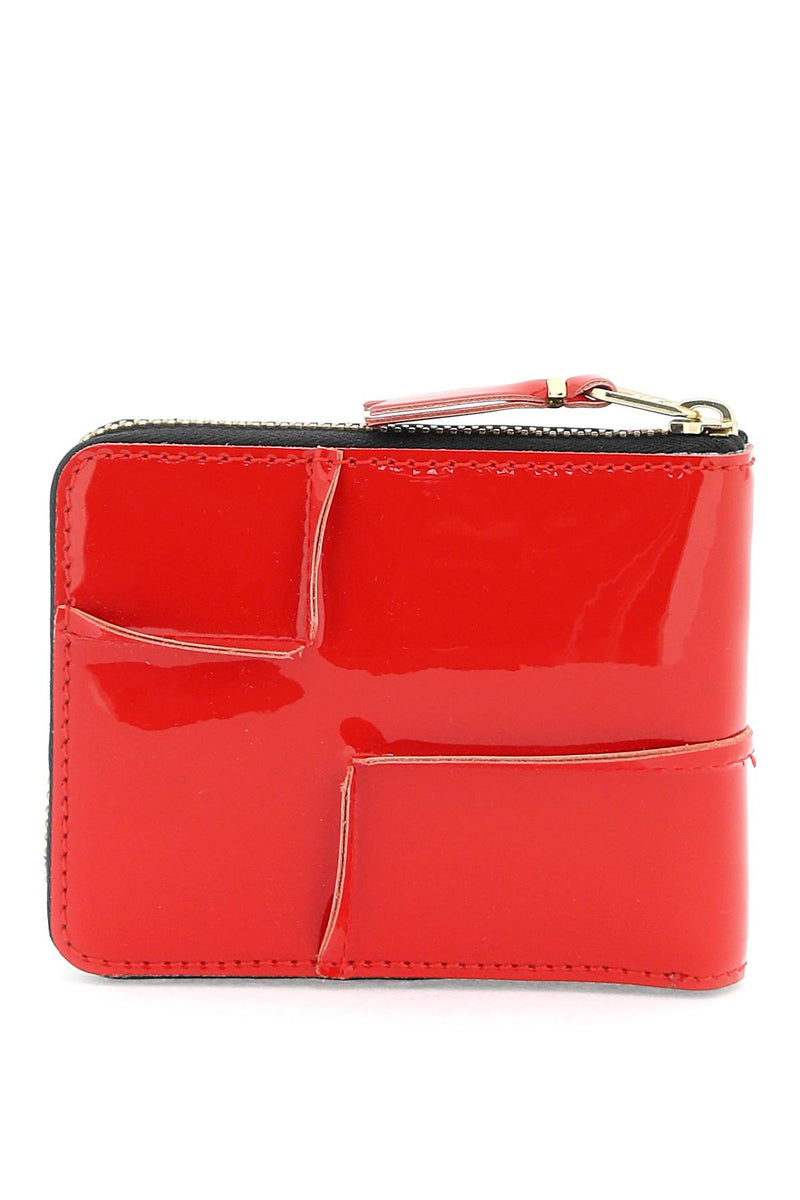 Comme Des Garcons Wallet Zip Around Patent Leather Wallet With Zipper Red