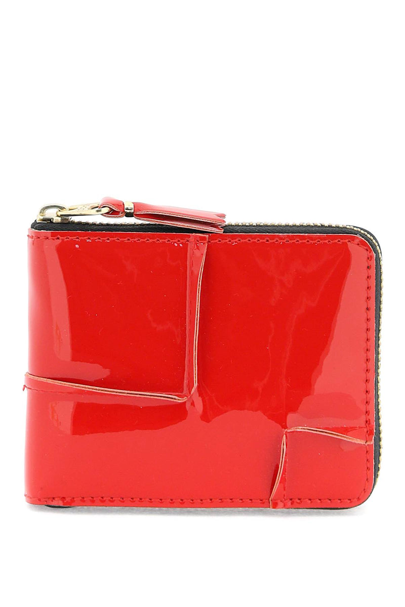 Comme Des Garcons Wallet Zip Around Patent Leather Wallet With Zipper Red