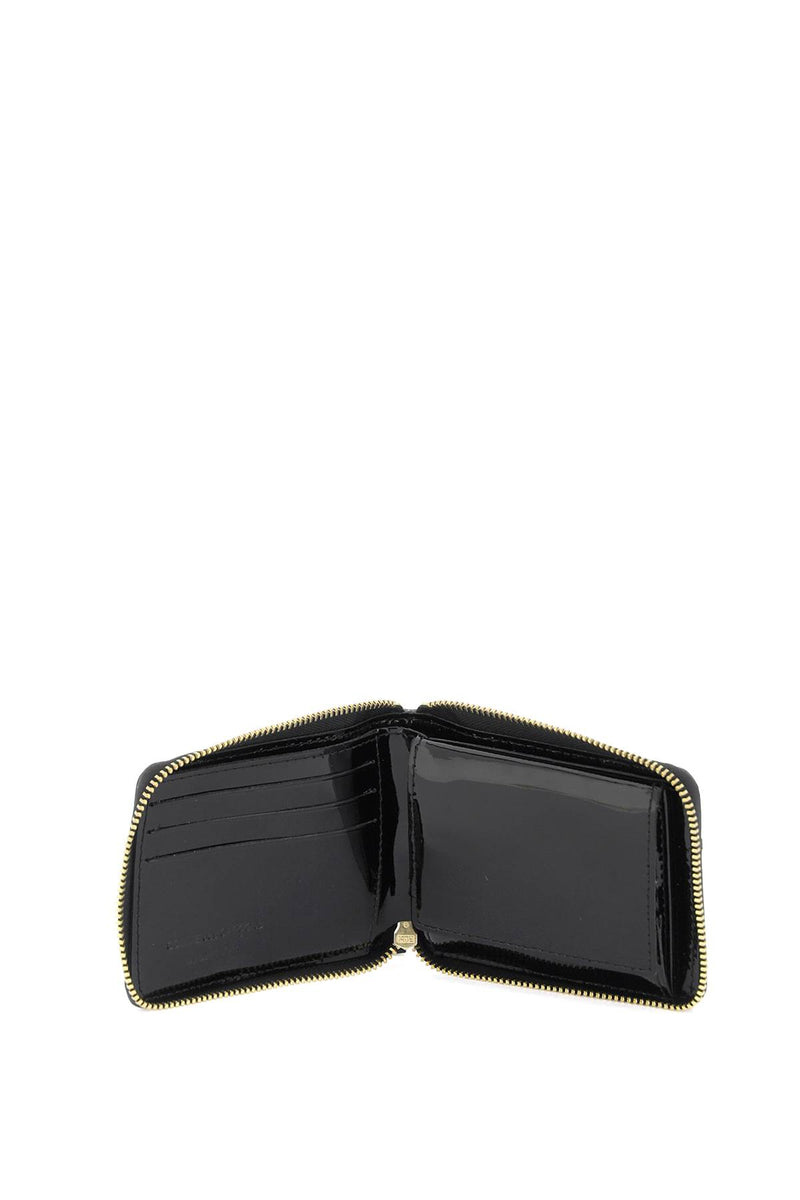 Comme Des Garcons Wallet Zip Around Patent Leather Wallet With Zipper Black