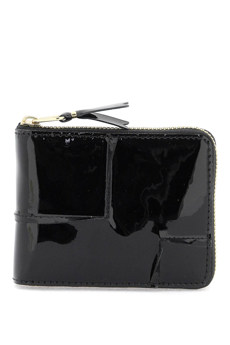 Comme Des Garcons Wallet Zip Around Patent Leather Wallet With Zipper Black