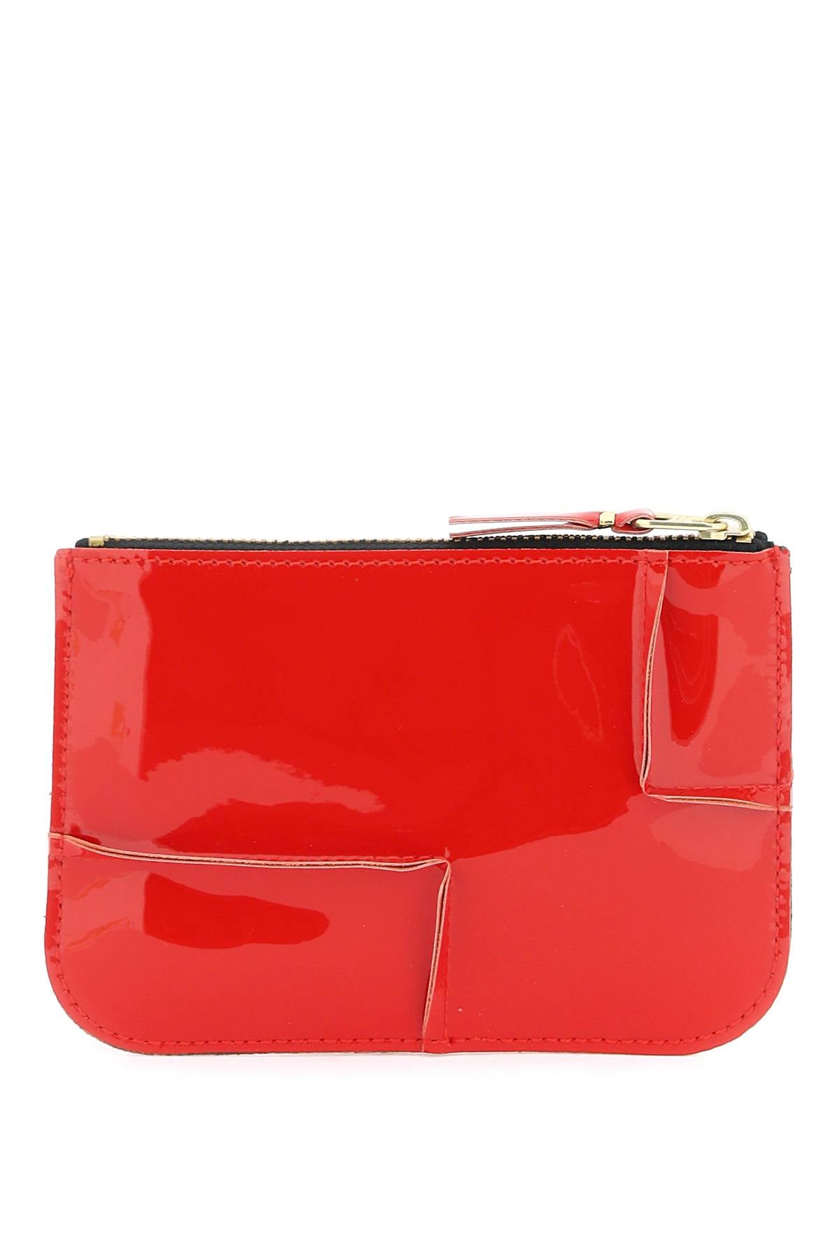 Comme Des Garcons Wallet Zip Around Patent Leather Wallet With Zipper