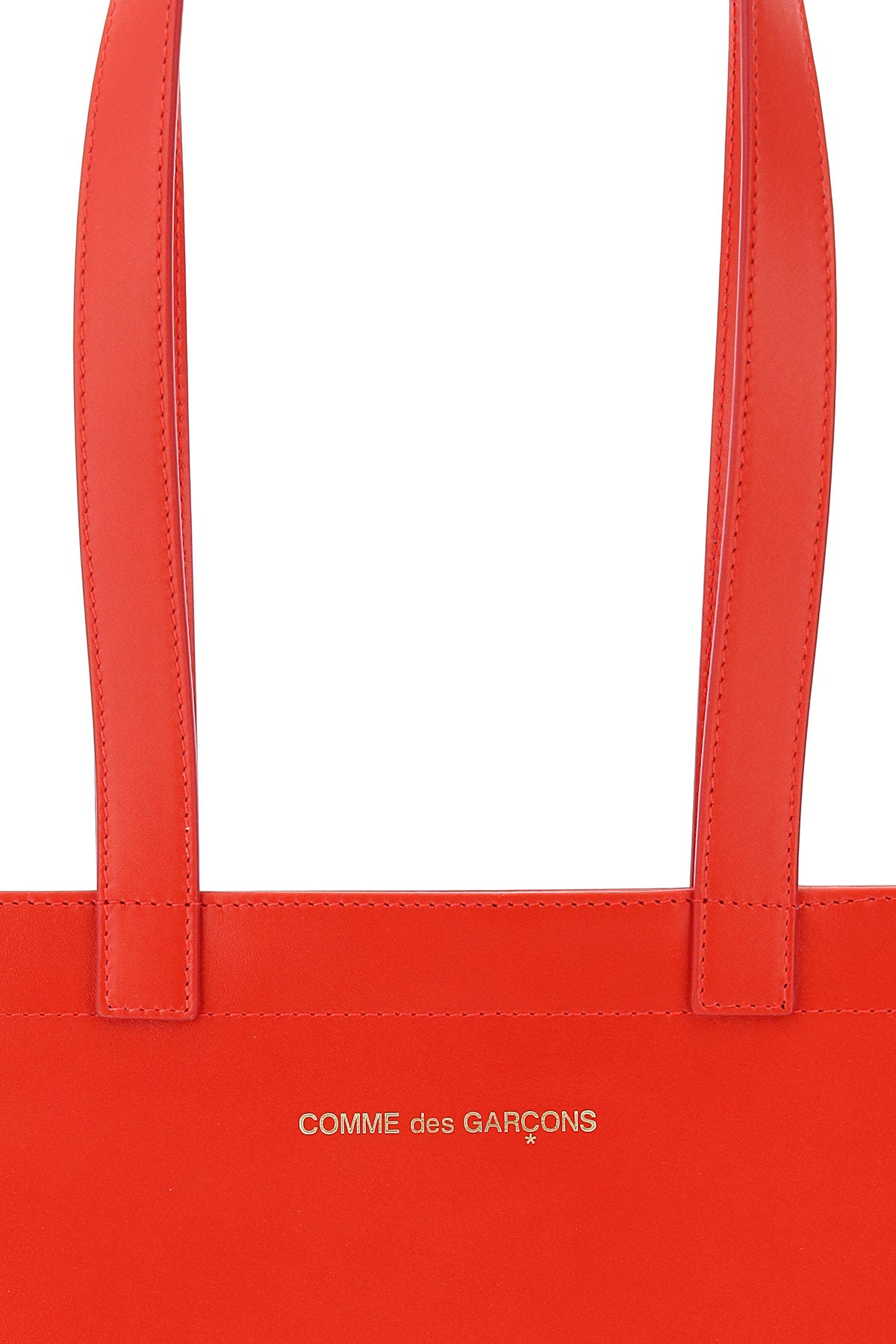 Comme Des Garcons Wallet Leather Tote Bag With Logo Red