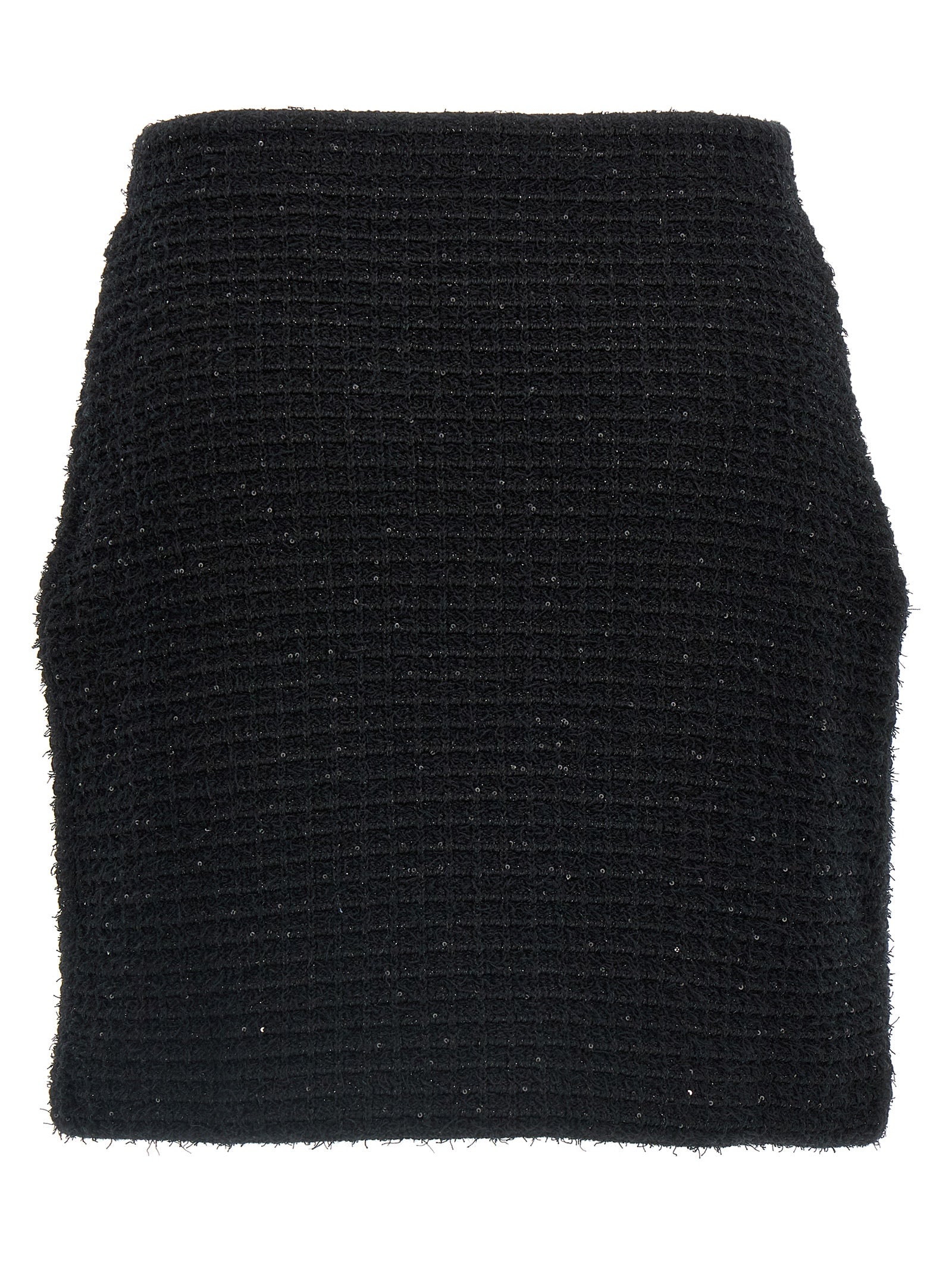 Self Portrait 'Black Textured Knit Mini' Skirt