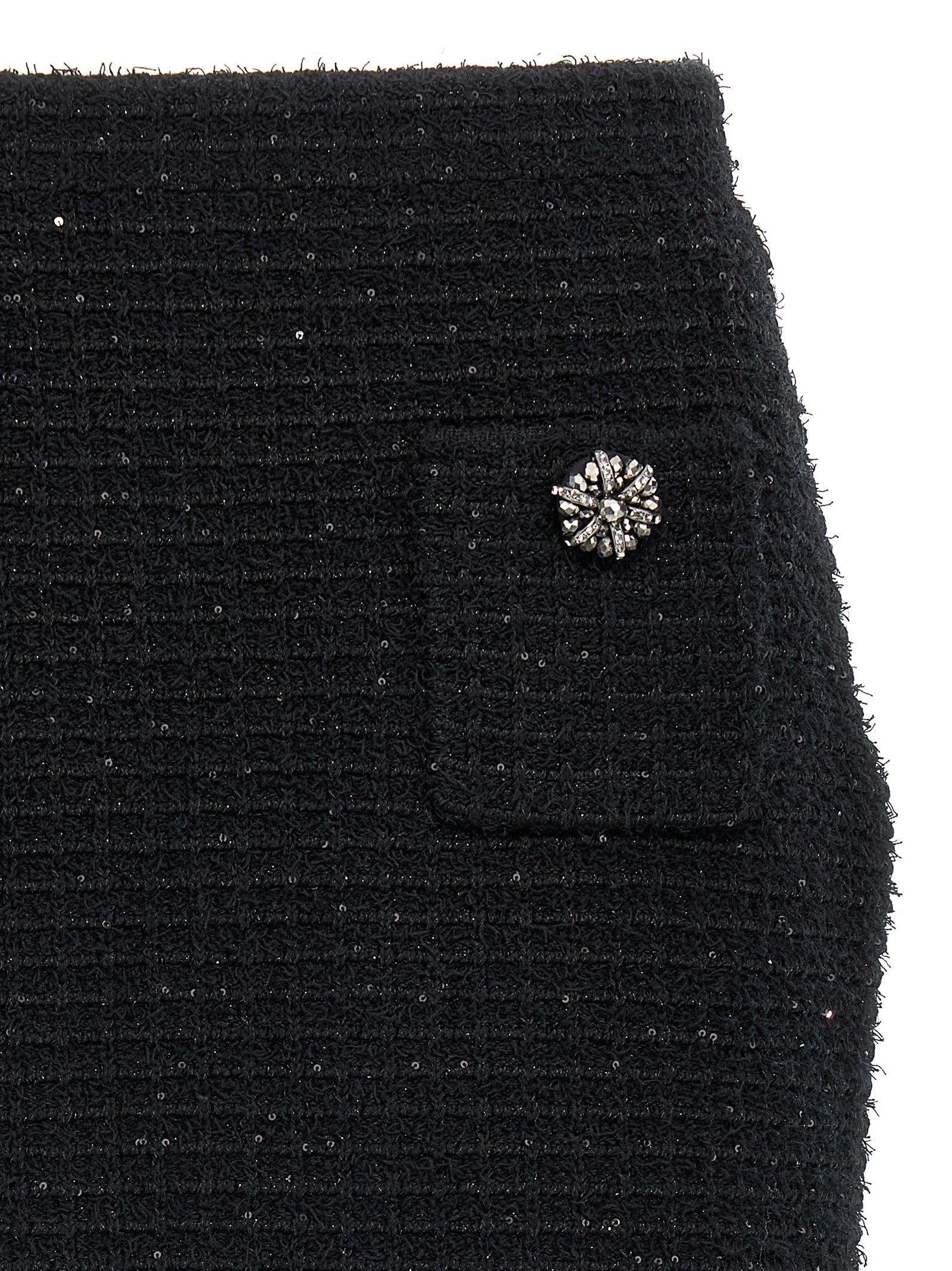 Self Portrait 'Black Textured Knit Mini' Skirt