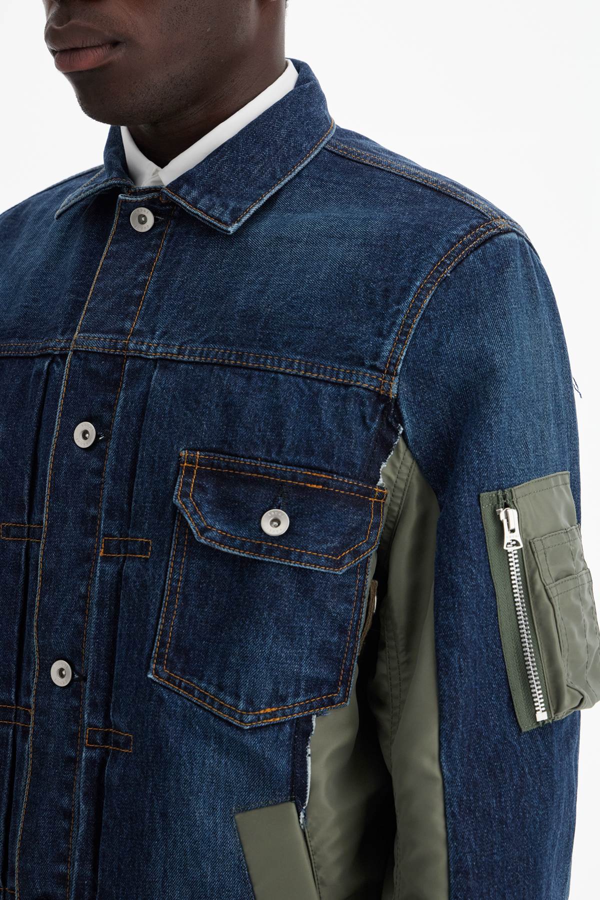 Sacai Denim And Nylon Jacket For Men