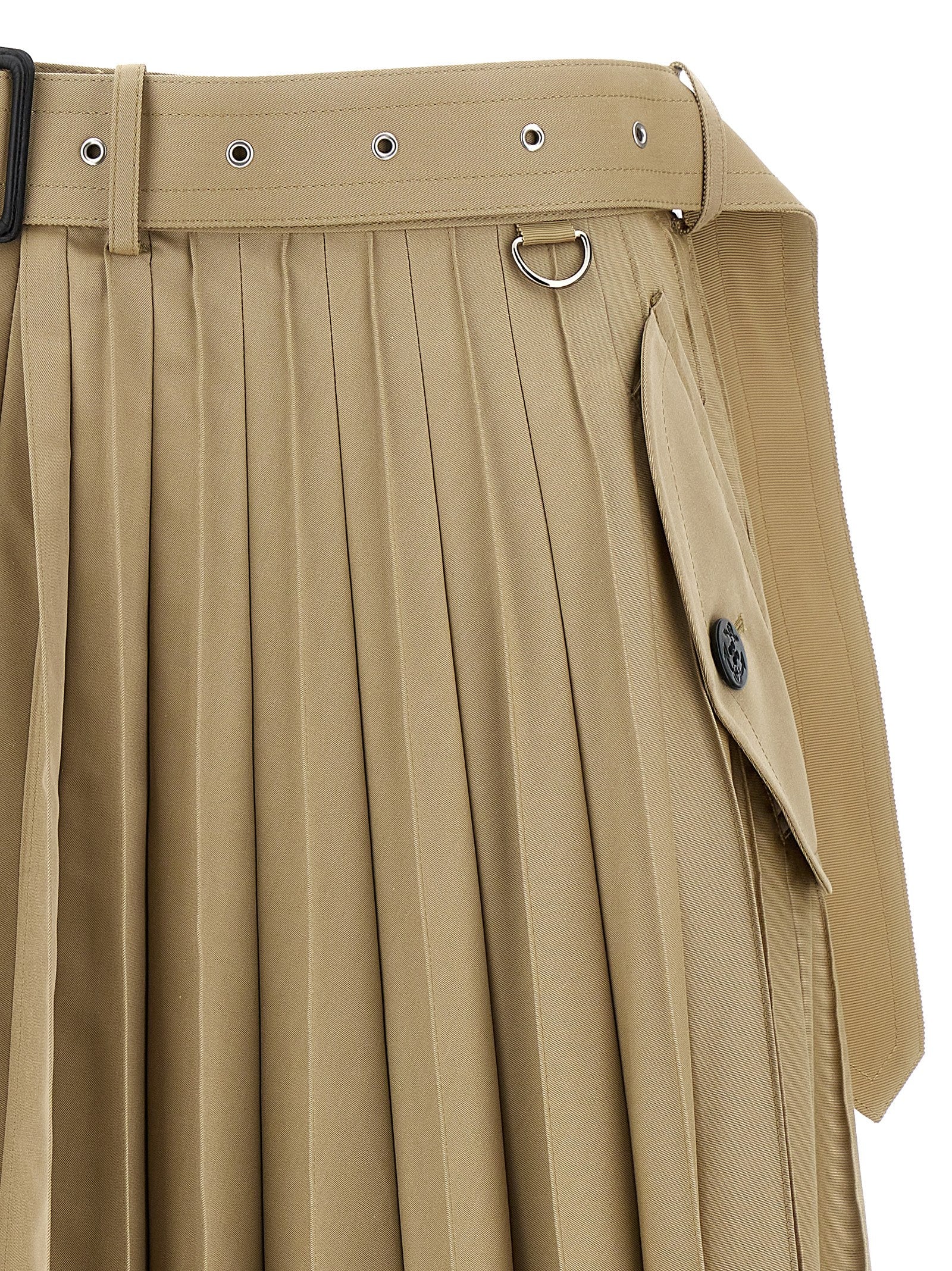 Sacai Long Pleated Skirt