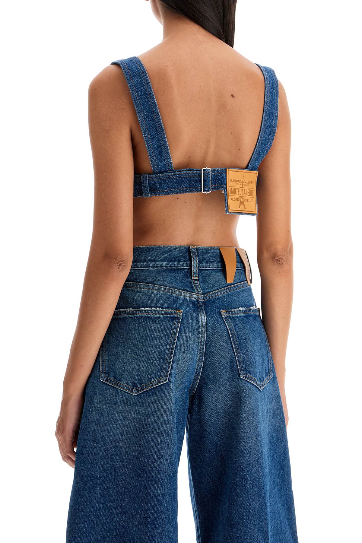 Jean Paul Gaultier Top Bralette In Denim Overalls Buckles