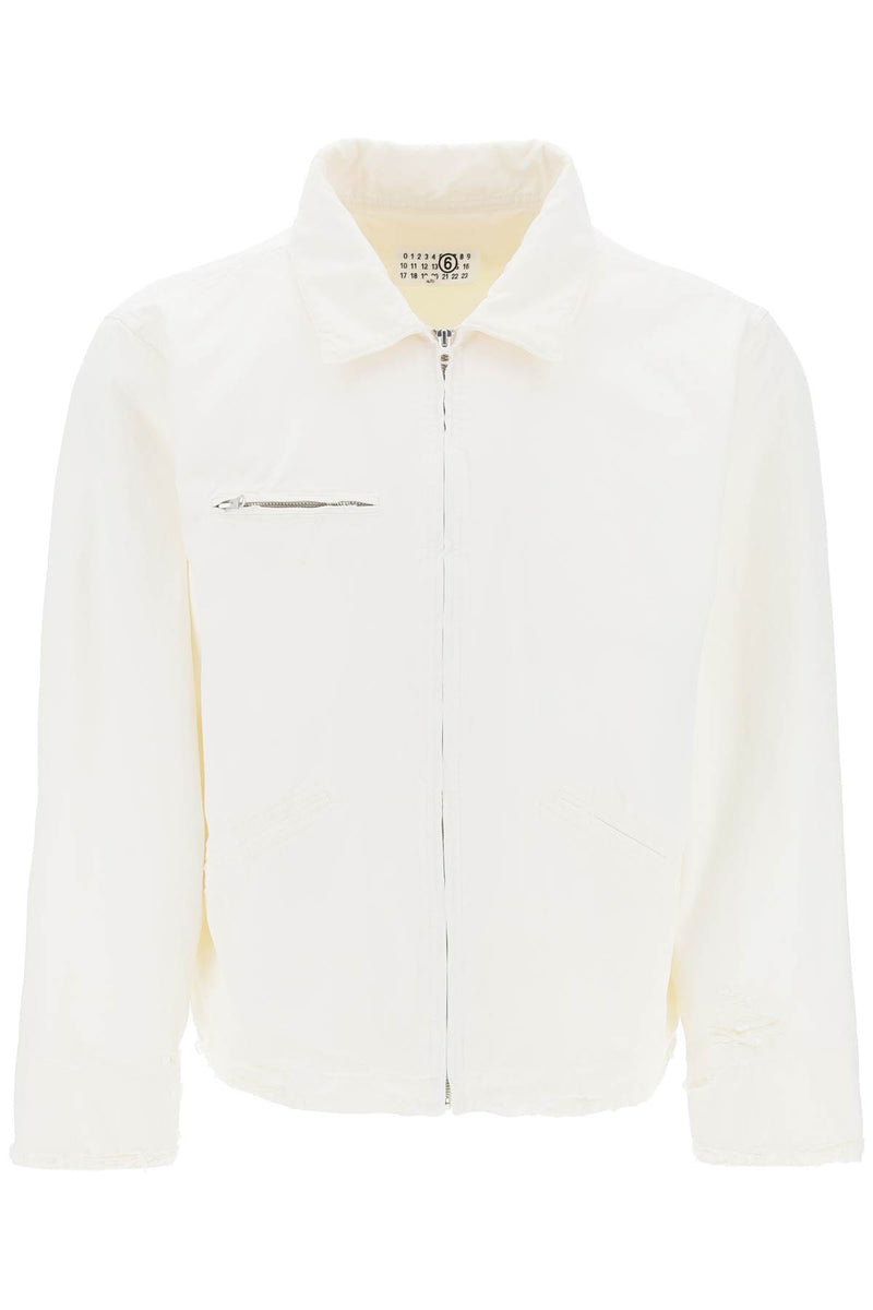 Maison Margiela Distressed Cotton Canvas Jacket White