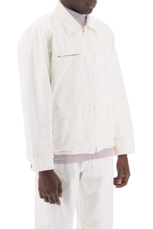 Maison Margiela Distressed Cotton Canvas Jacket White