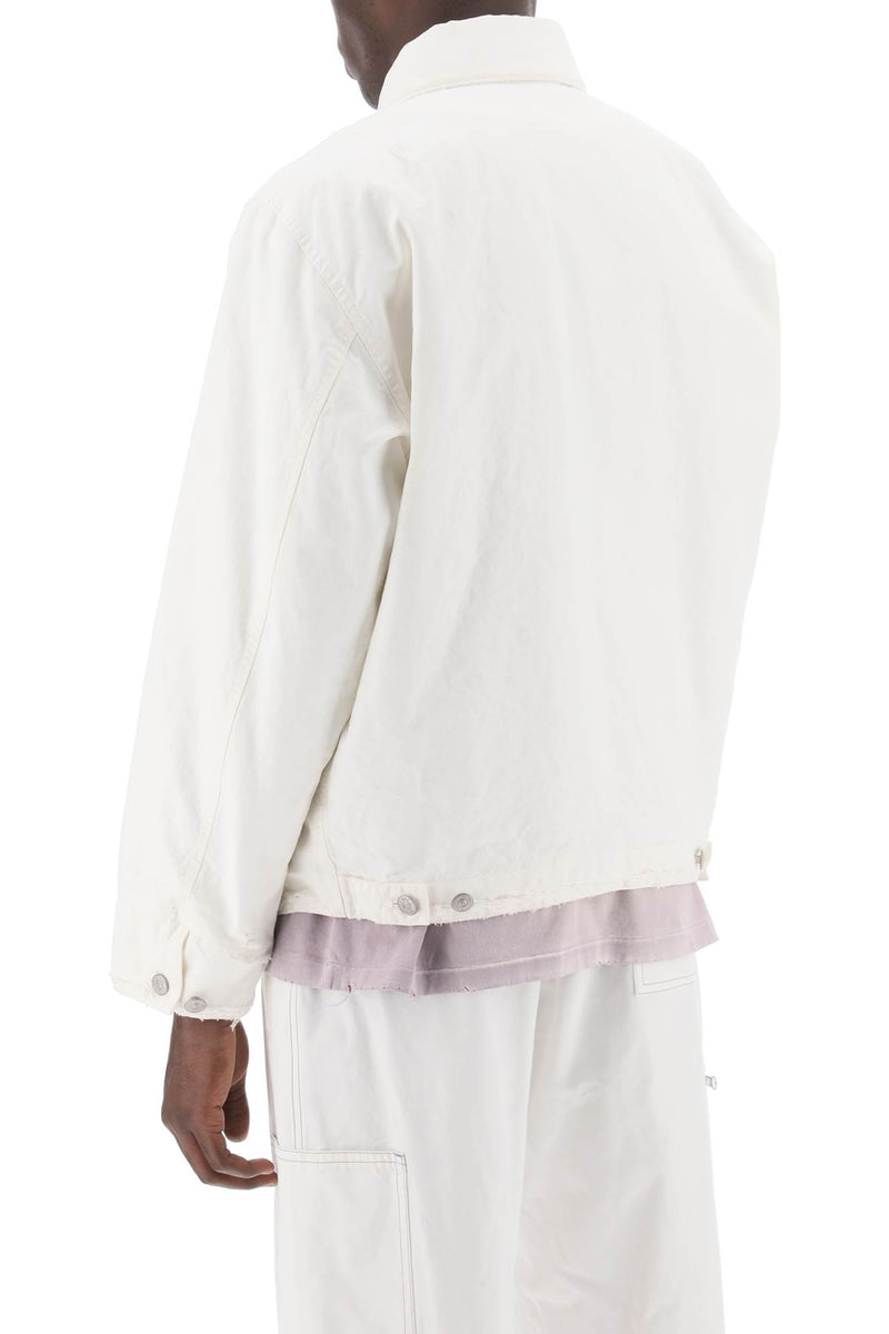 Maison Margiela Distressed Cotton Canvas Jacket White