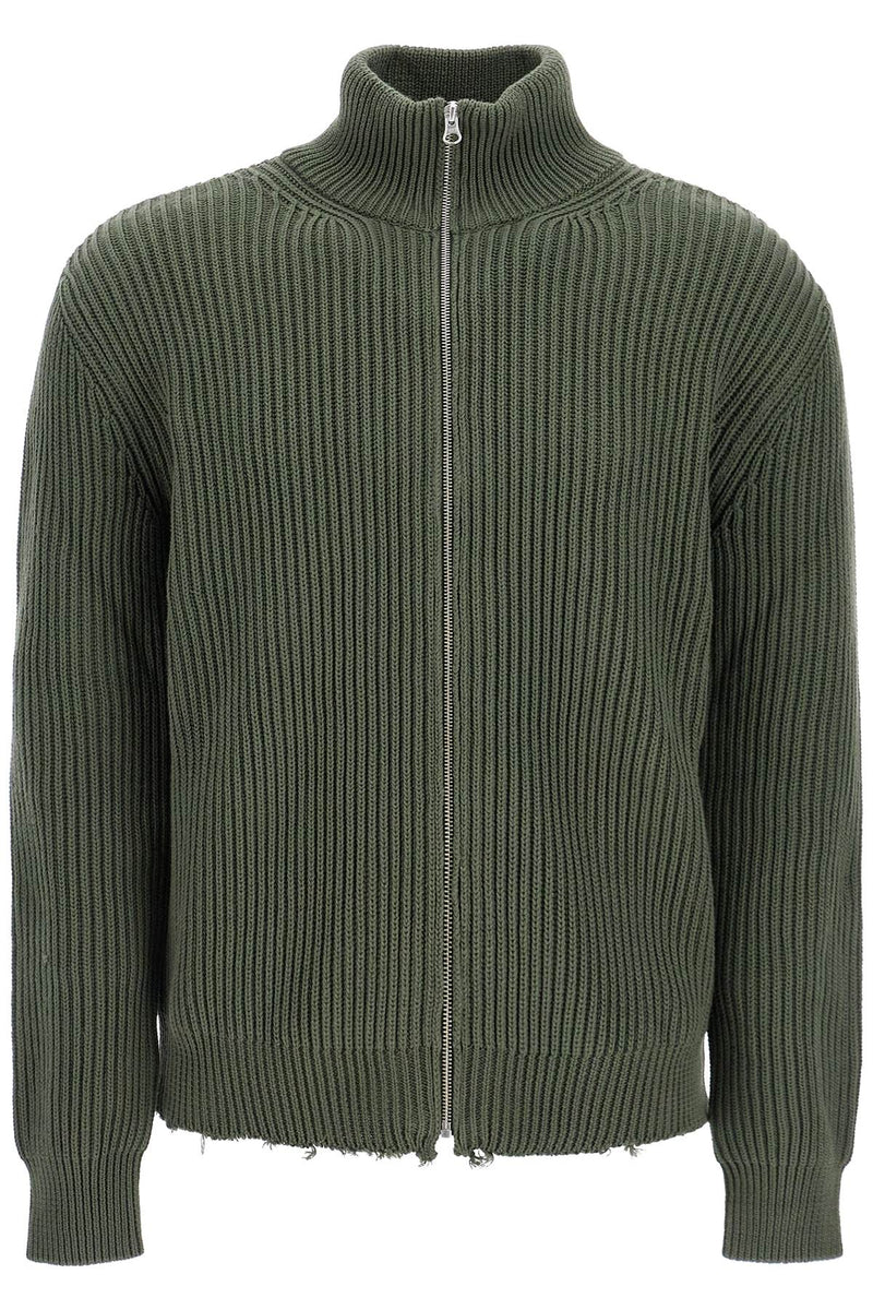 Maison Margiela Cotton Cardigan With Zipper Khaki