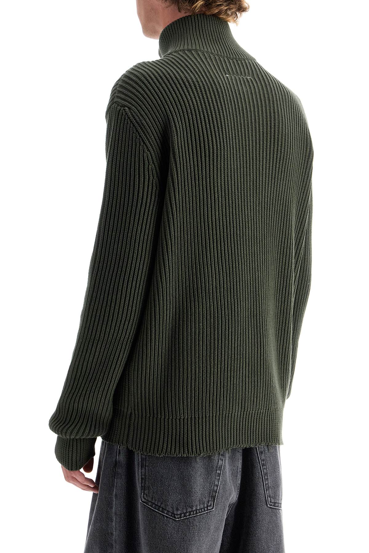 Maison Margiela Cotton Cardigan With Zipper Khaki