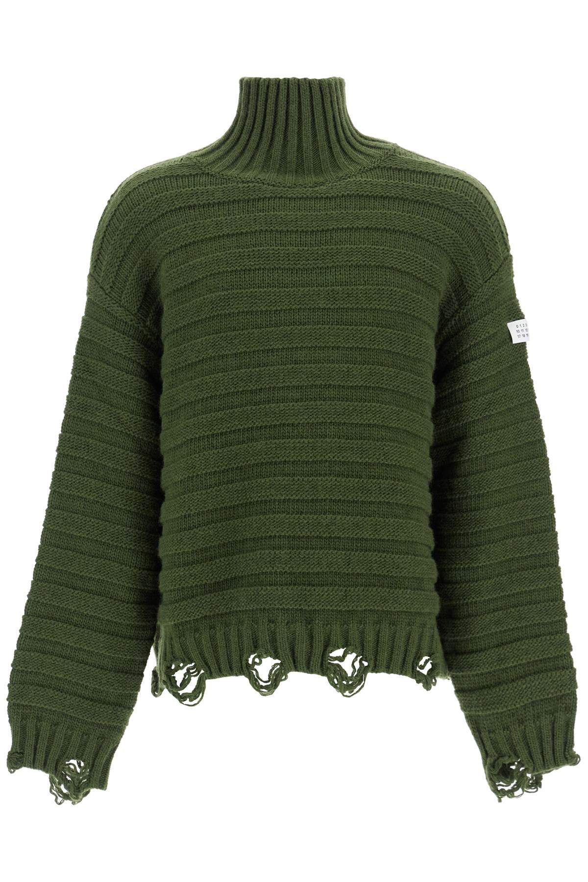 Mm6 Maison Margiela Distressed High-Neck Pullover Sweater