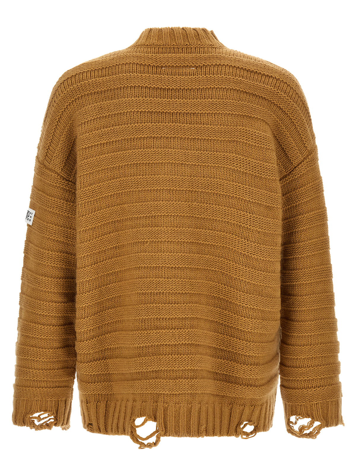 Mm6 Maison Margiela Beige 'Distressed' Cardigan