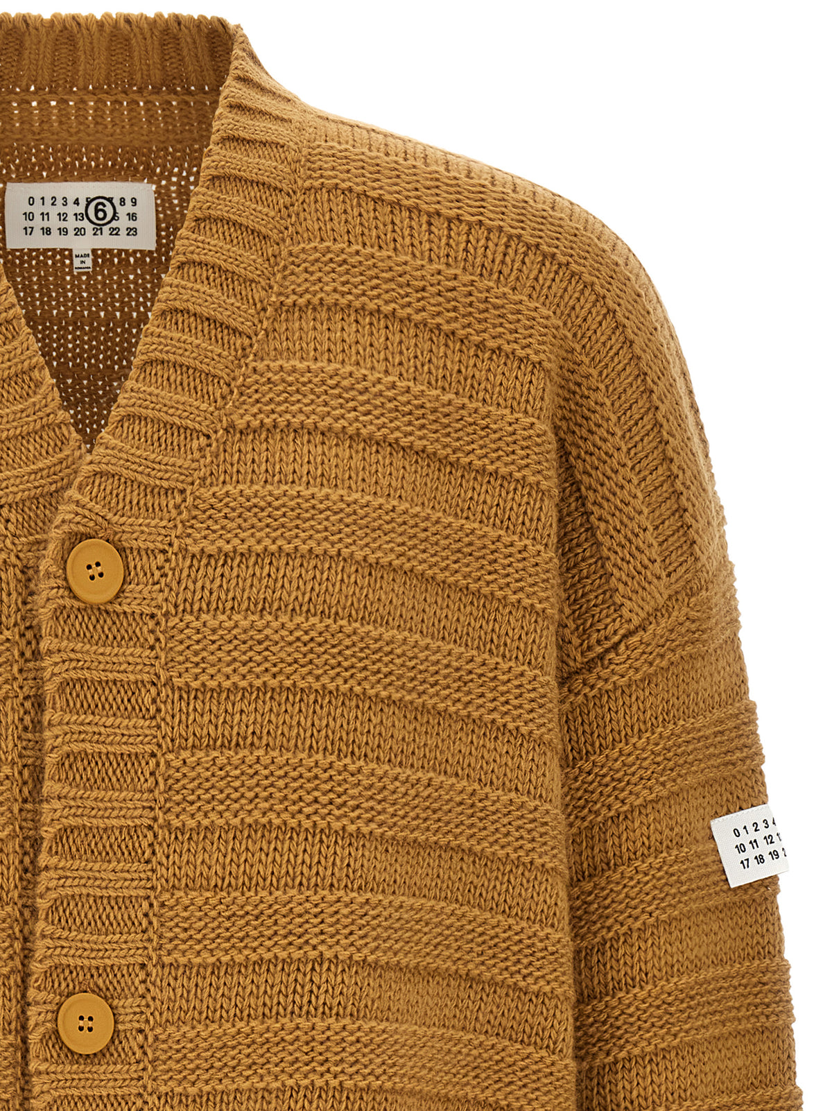 Mm6 Maison Margiela Beige 'Distressed' Cardigan