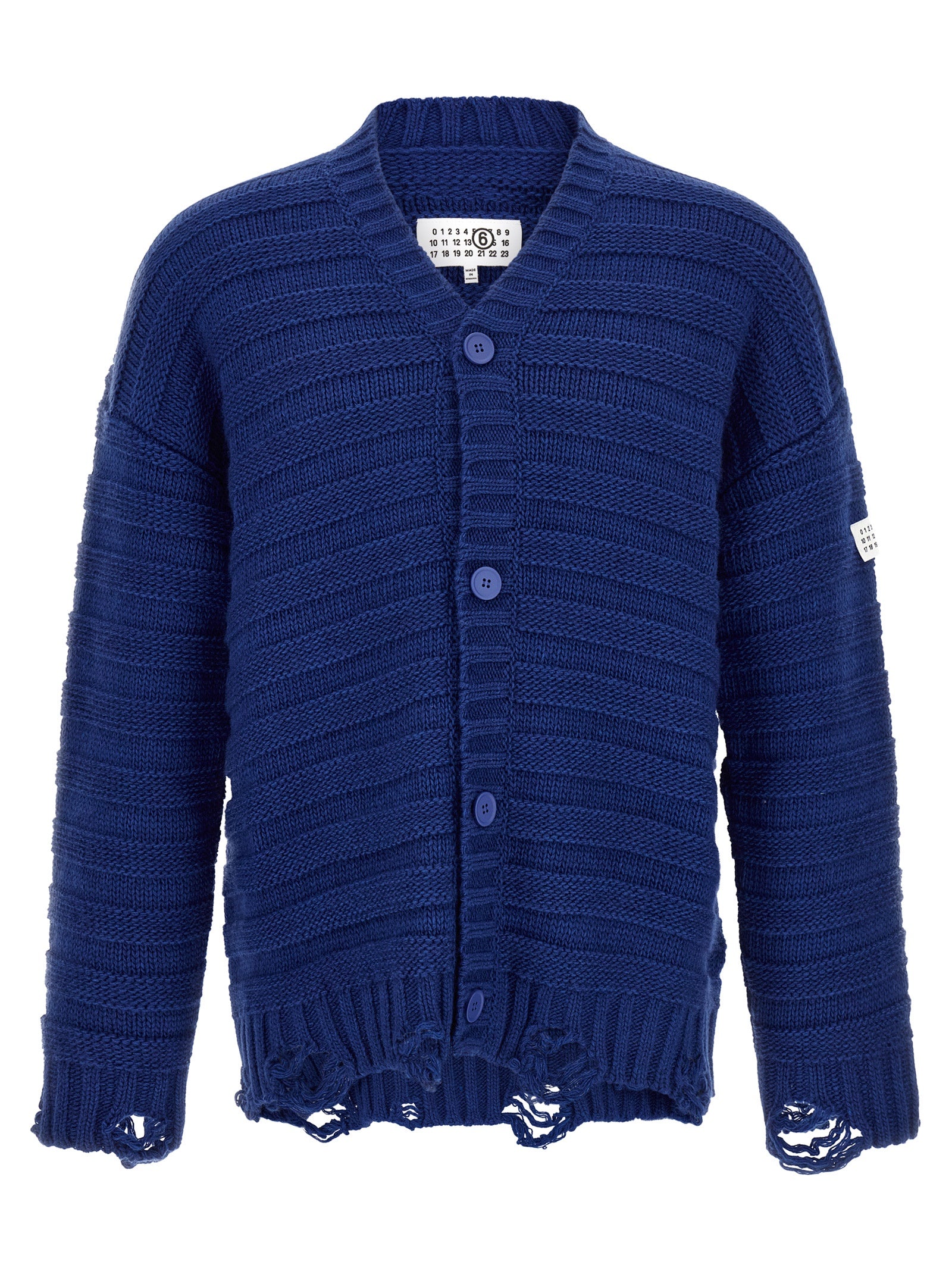 Mm6 Maison Margiela Distressed Wool Cardigan