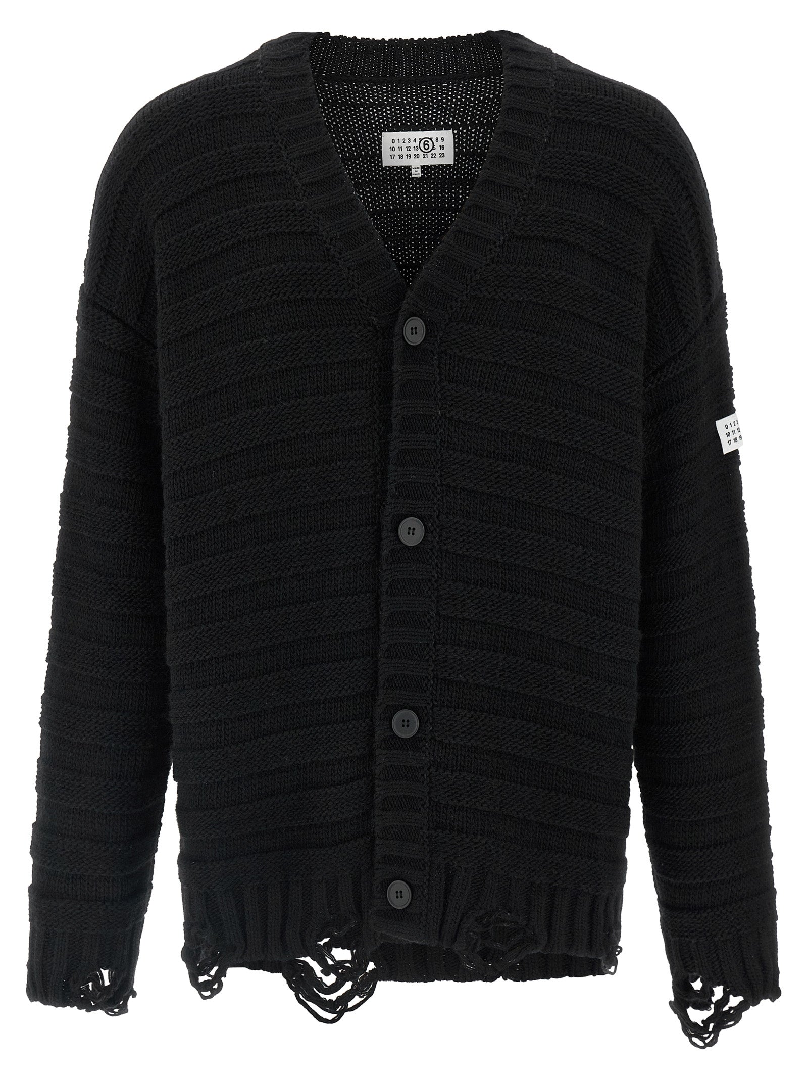 Mm6 Maison Margiela Distressed Wool Cardigan