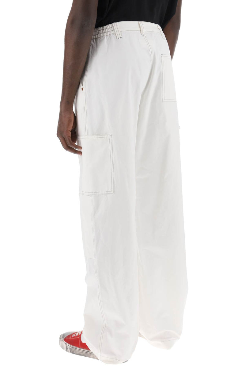 Maison Margiela Wide Cotton Canvas Trousers For Men Or Women White