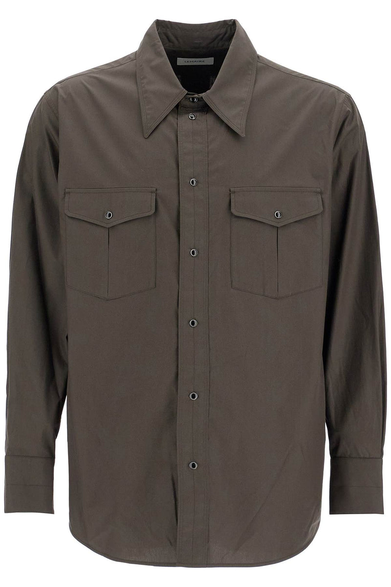 Lemaire Western Shirt With Snap Buttons Brown