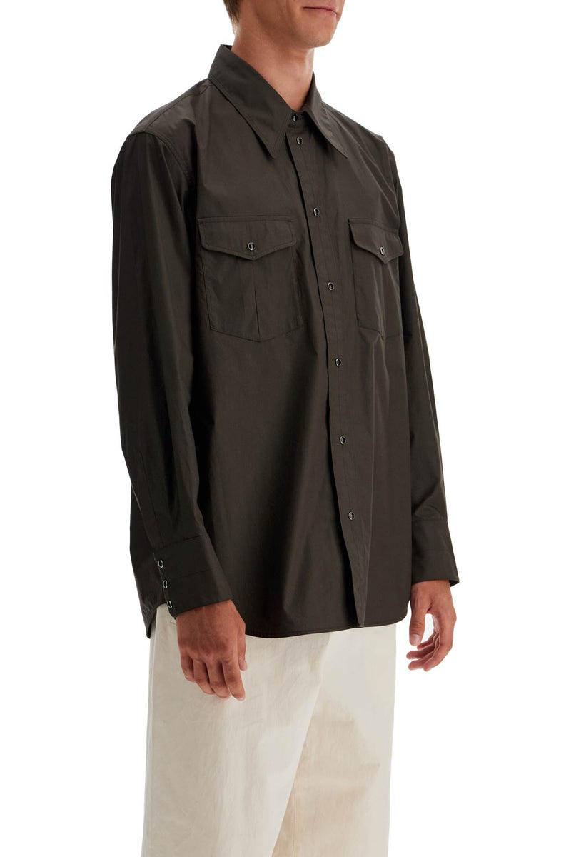 Lemaire Western Shirt With Snap Buttons Brown