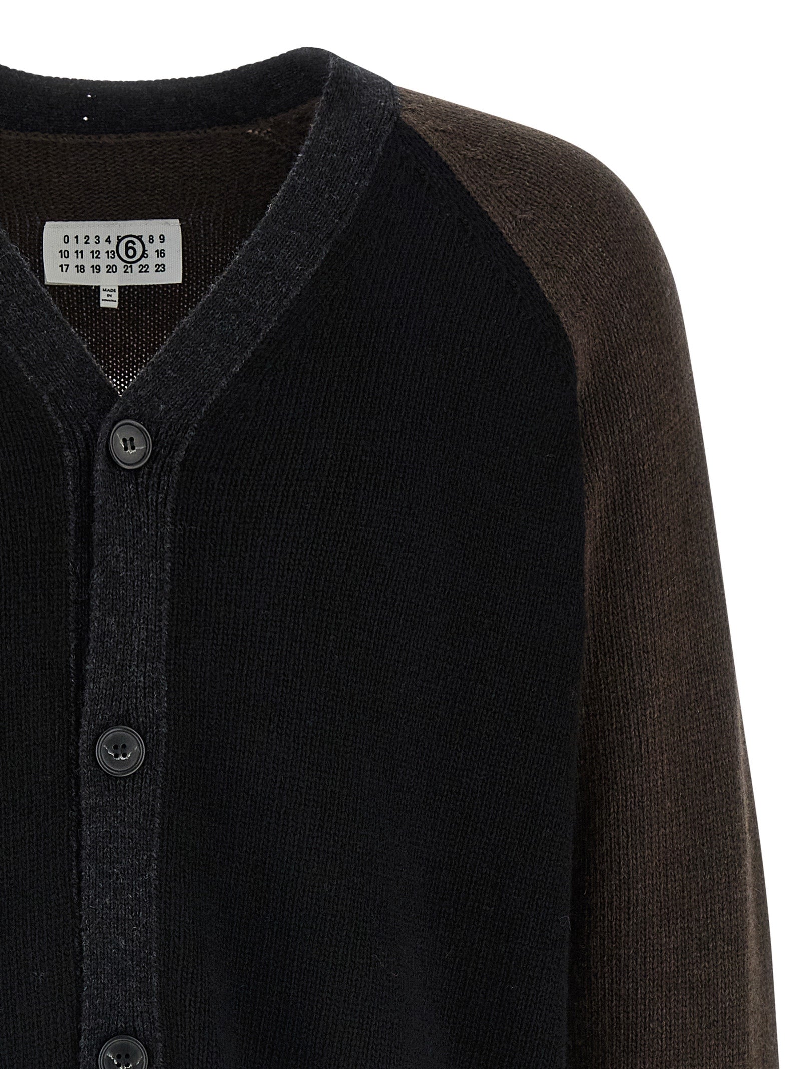 Mm6 Maison Margiela Two-Tone Suede Patch Cardigan