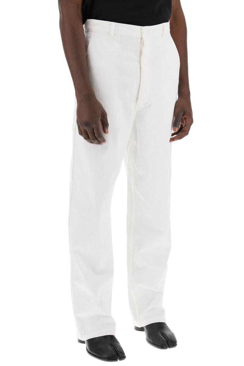 Maison Margiela Cotton Bull Pants In Eight Words White