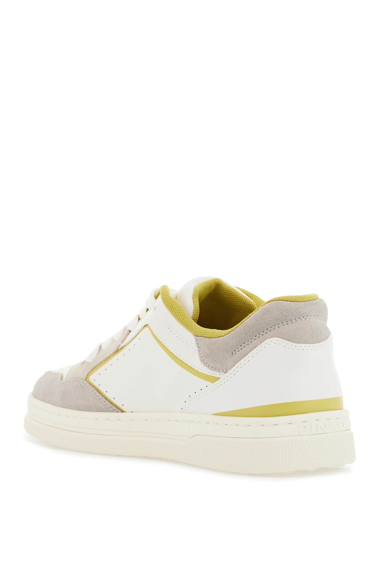 Pinko Sneakers Mandy 08 In White Leather With Lime Details For Women