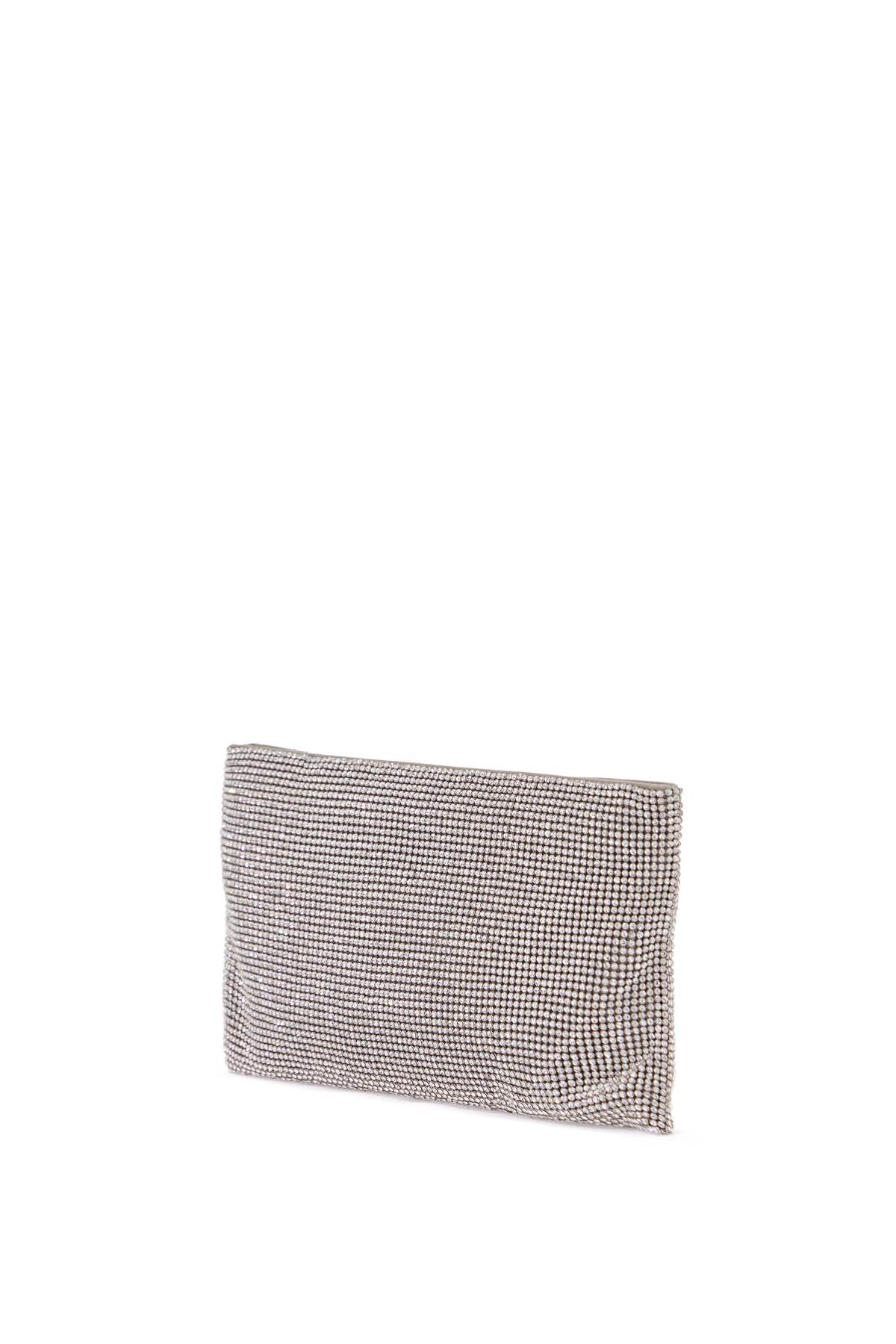 Benedetta Bruzziches La Petite Evening Bag In Crystal On Silver With Shoulder Strap