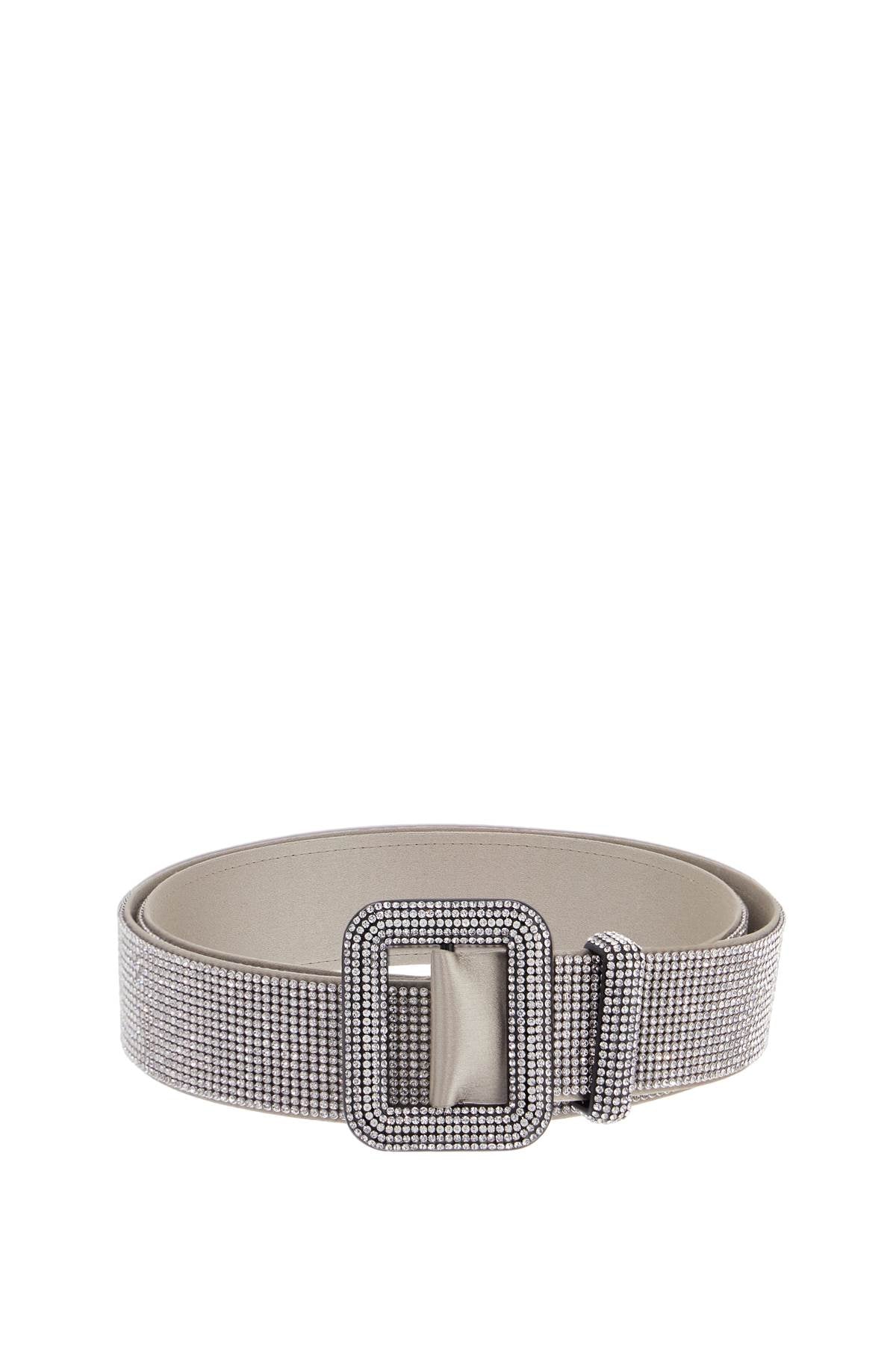 Benedetta Bruzziches Elegant Light Gray Floral Strass Venus Belt