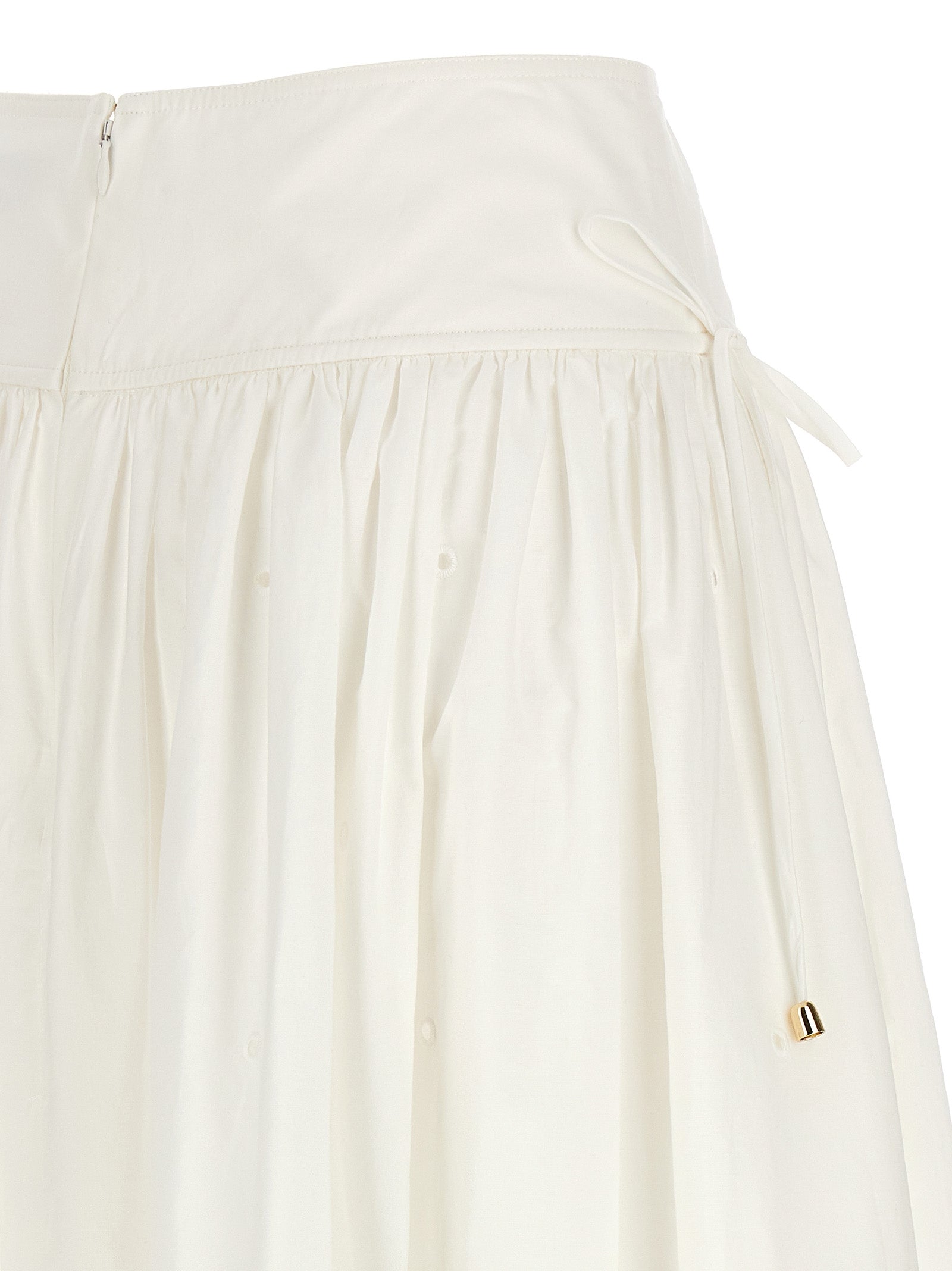 Self Portrait 'White Cotton Embroidered Midi' Skirt