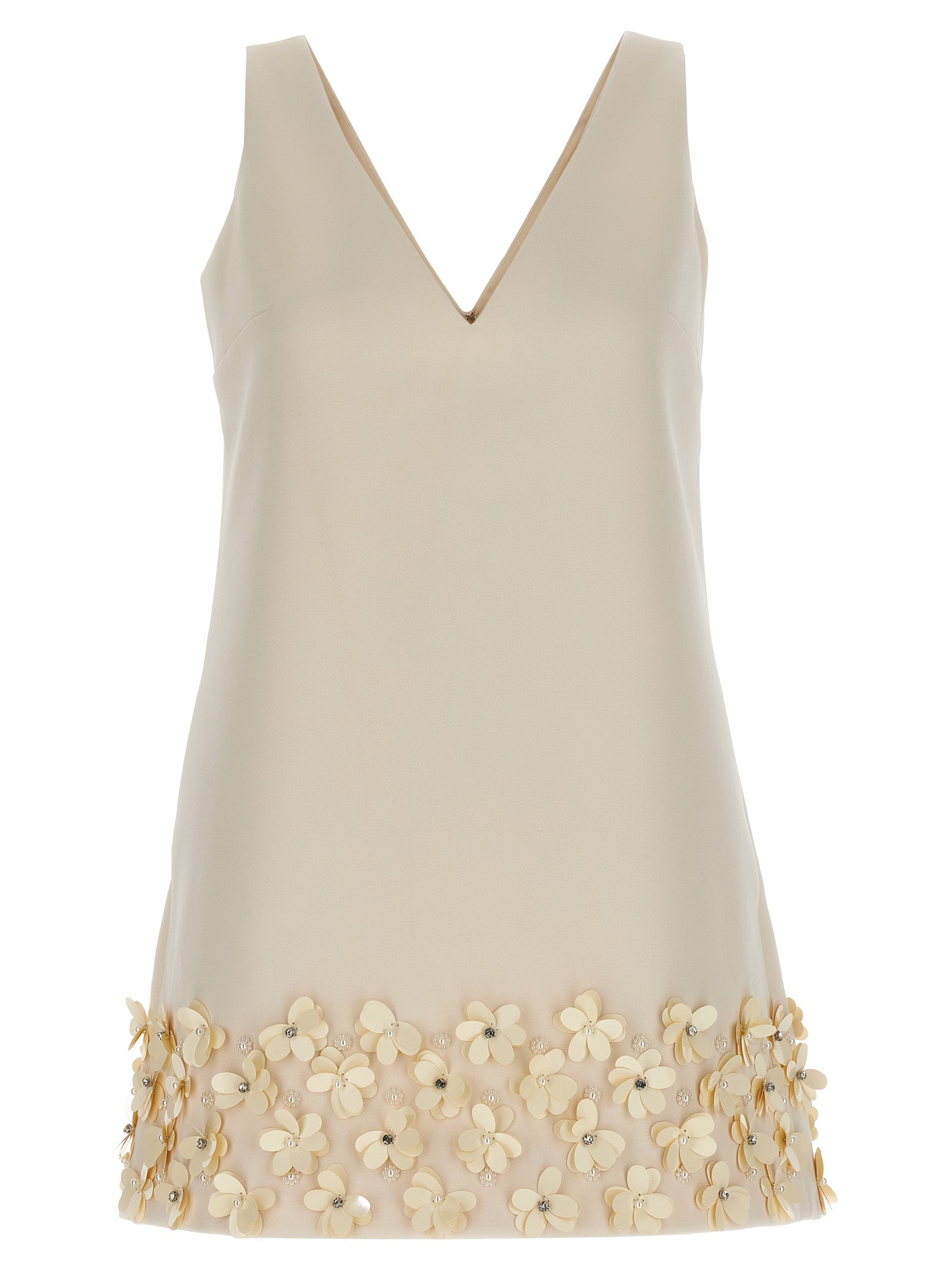 Self Portrait 'Cream Crepe 3D Sequin Mini' Dress