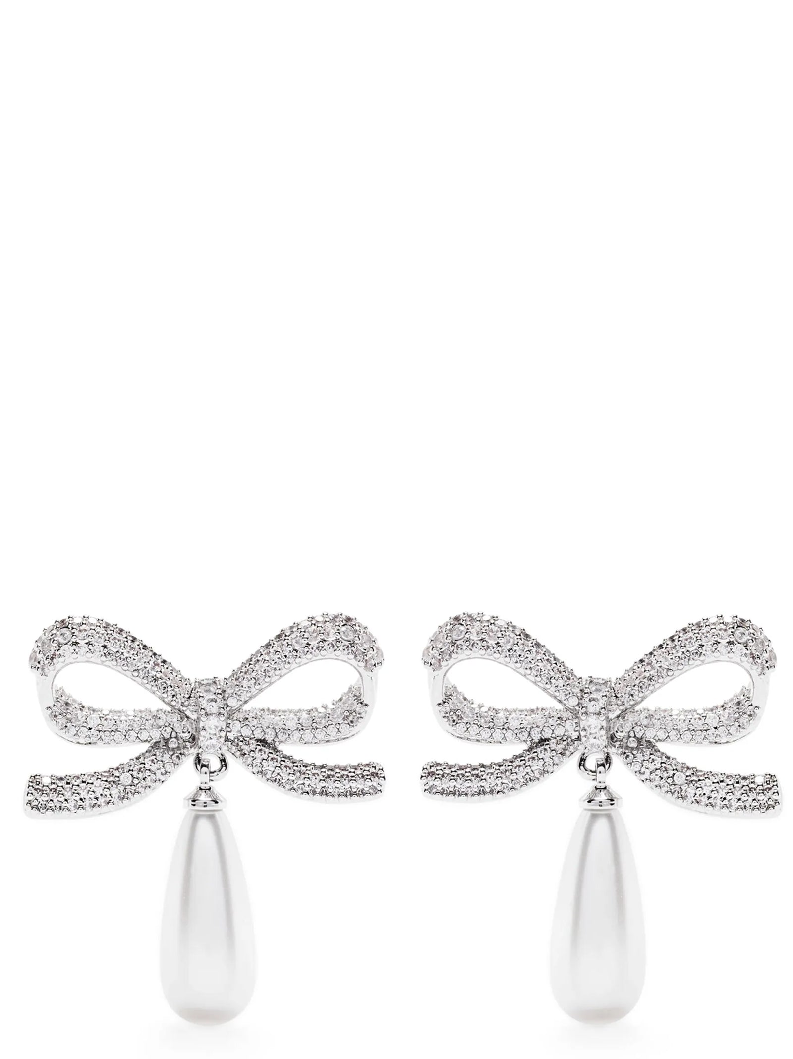 Self Portrait 'Crystal Bow Pearl Droplet' Earrings