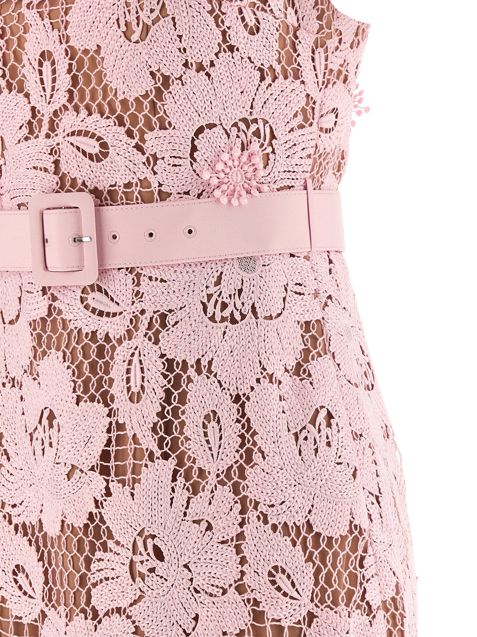 Self Portrait 'Pink Crochet Lace Midi' Dress