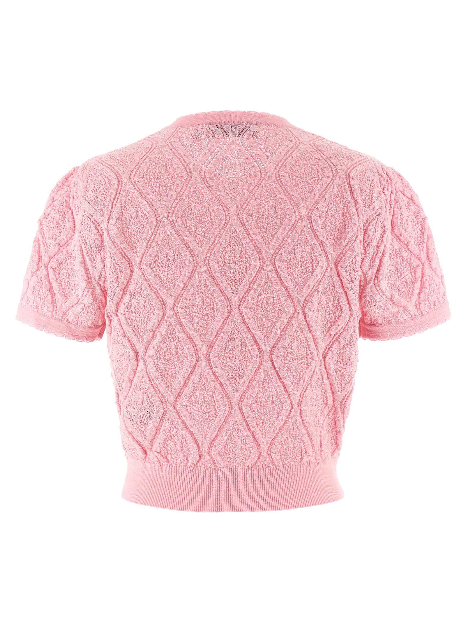 Self Portrait 'Pink Pointelle Knit' Top