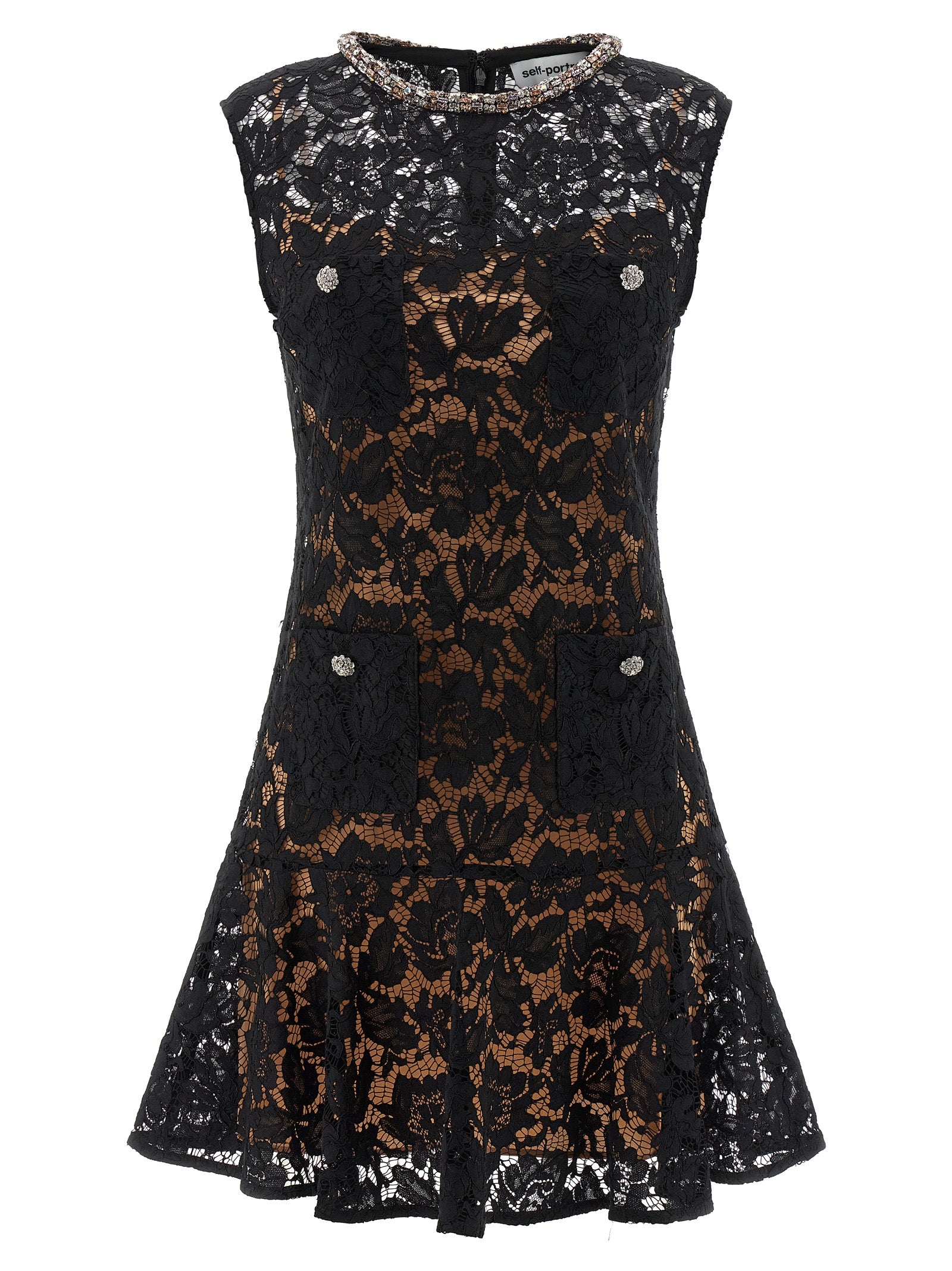Self Portrait 'Black Lace Crystal' Dress