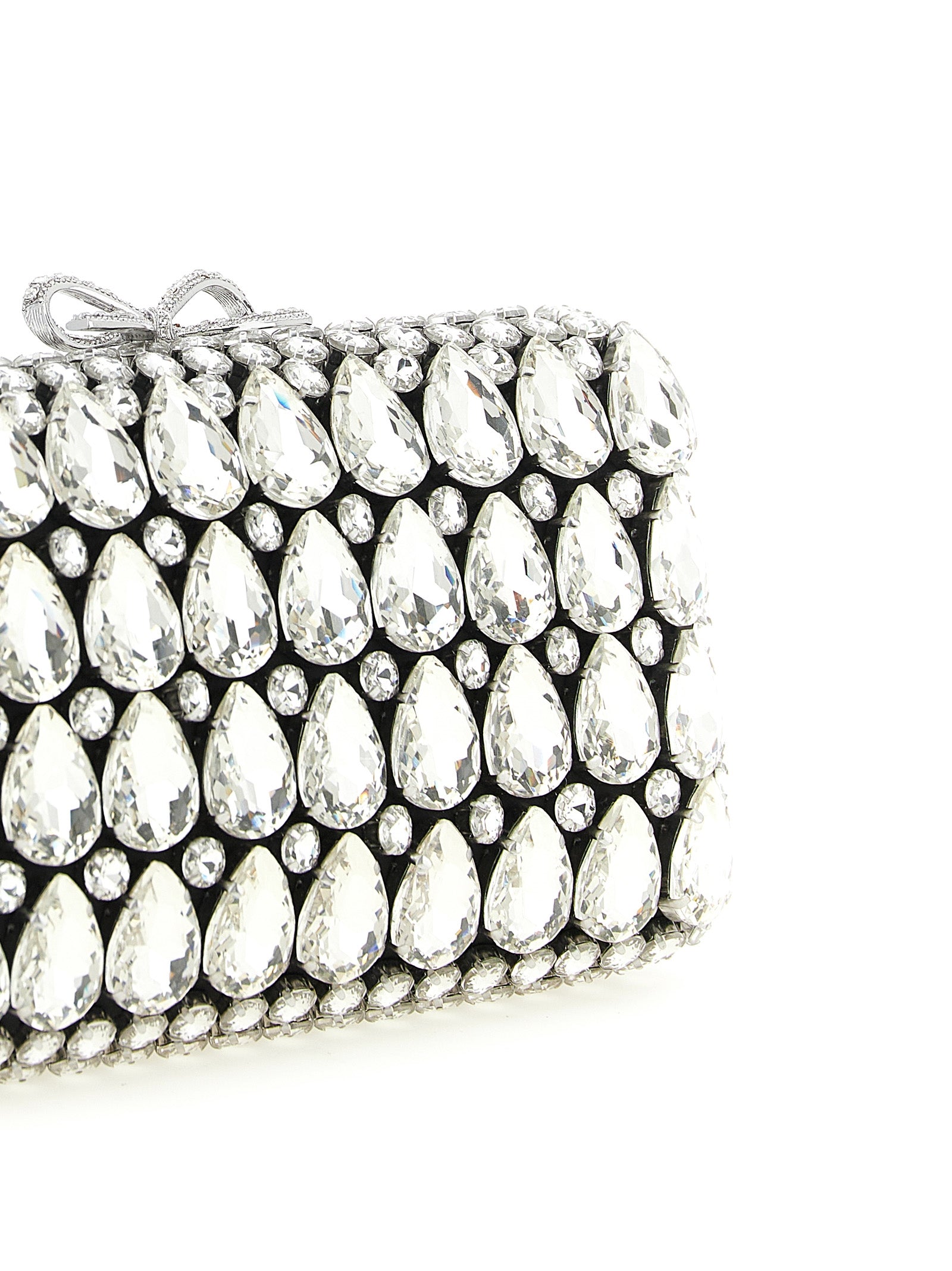 Self Portrait 'Black Satin Crystal' Clutch