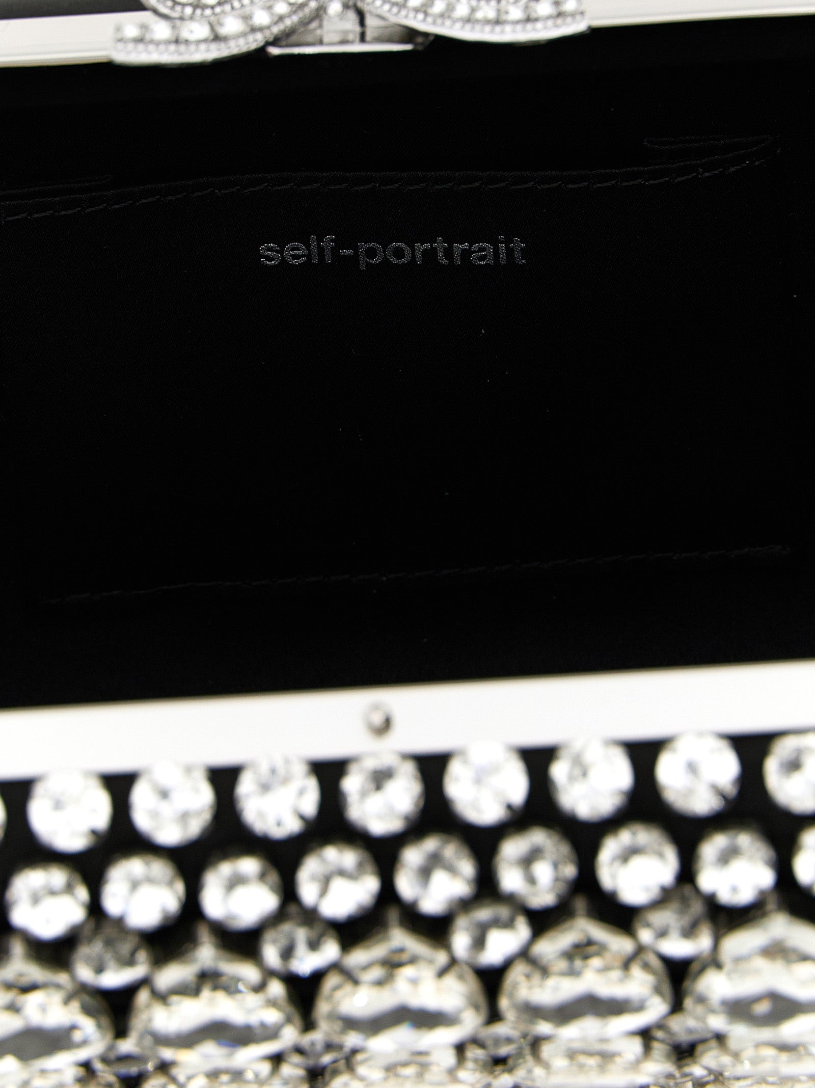 Self Portrait 'Black Satin Crystal' Clutch