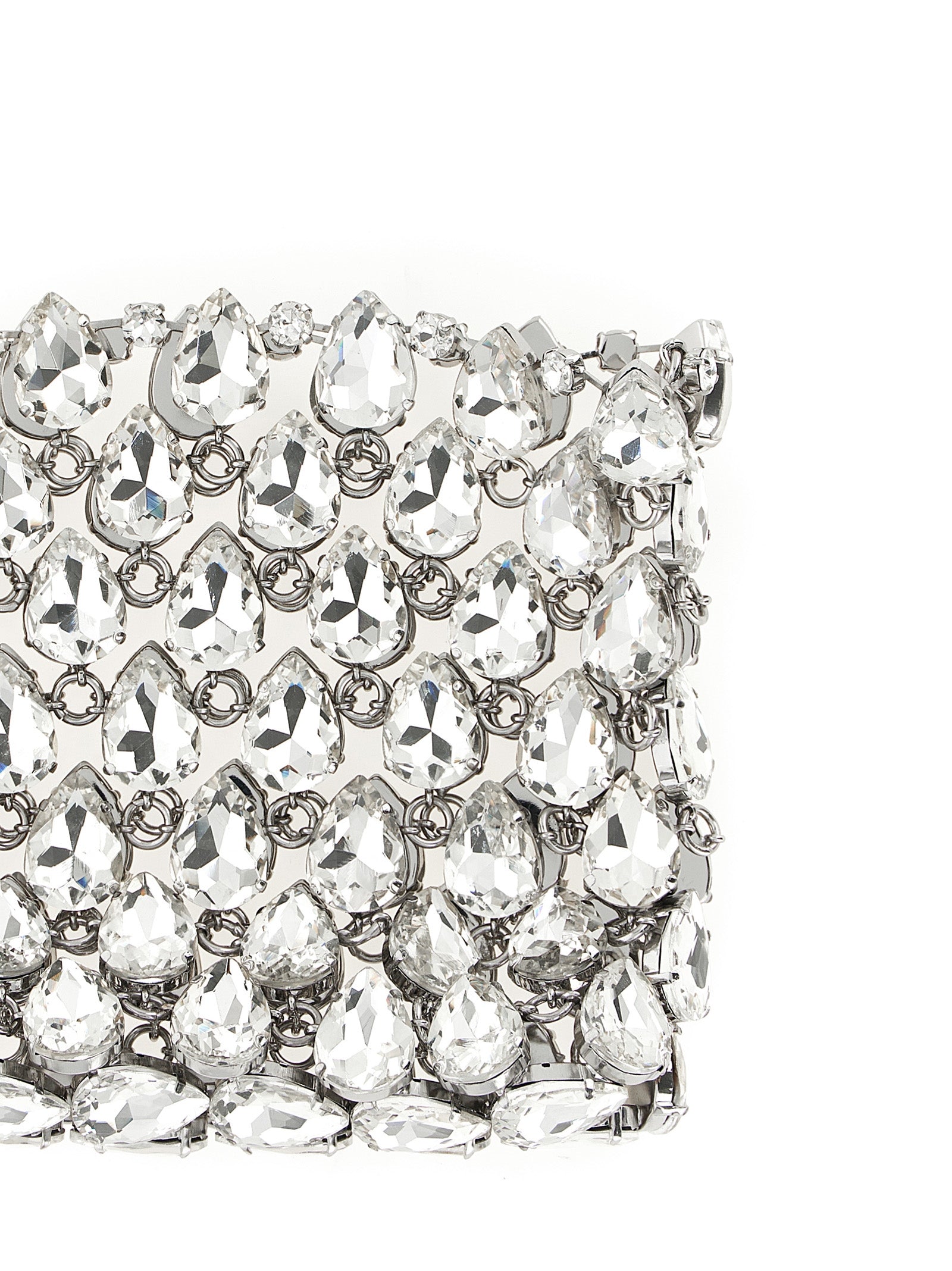 Self Portrait 'Silver Crystal Chainmail Mini' Clutch