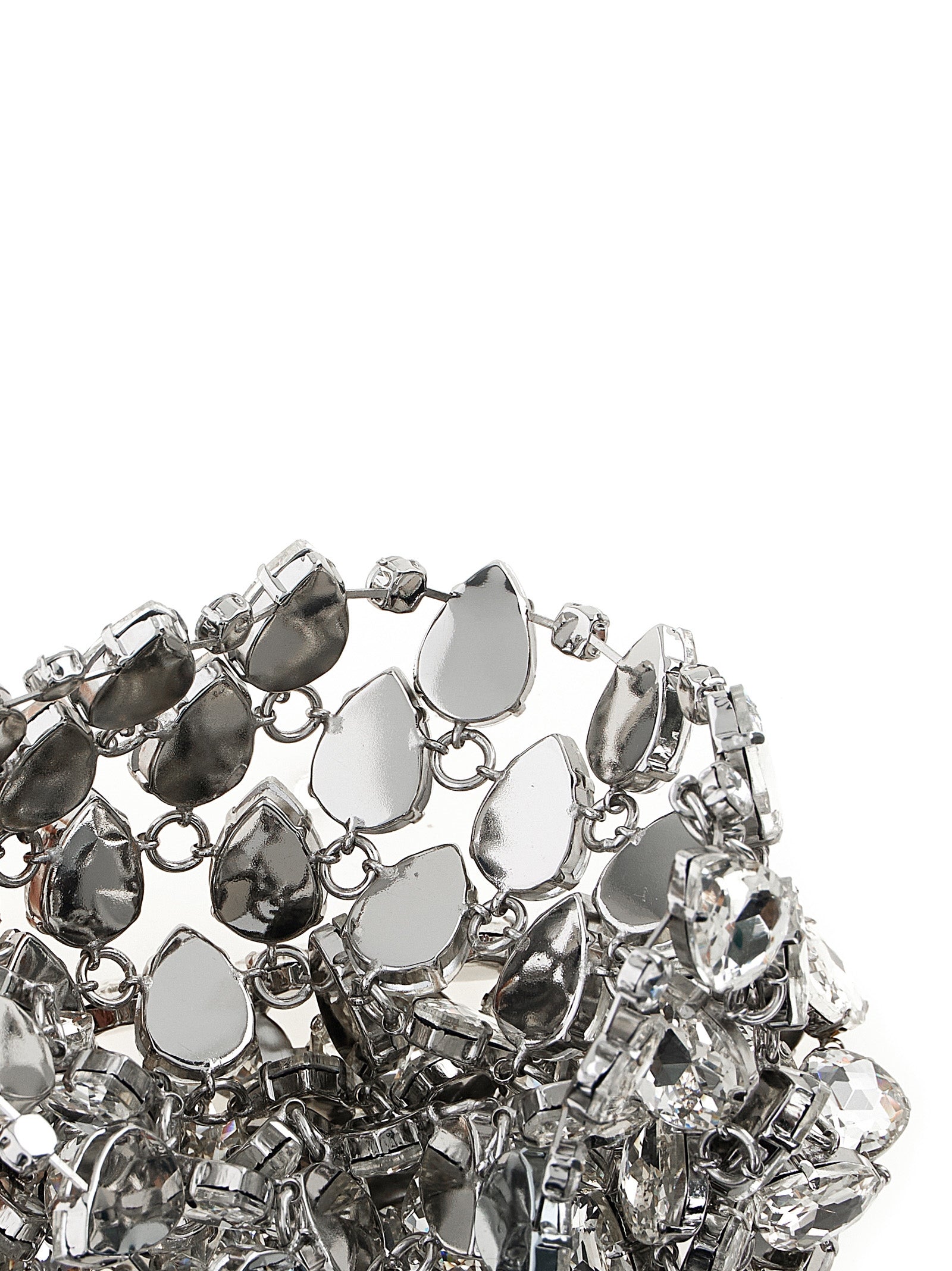 Self Portrait 'Silver Crystal Chainmail Mini' Clutch