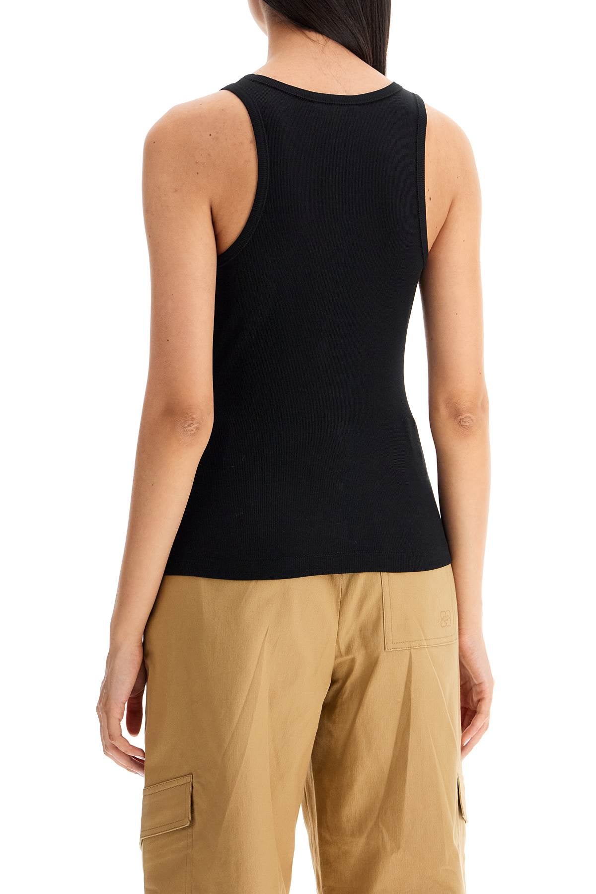 Ganni Ribbed Tank Top With Spaghetti