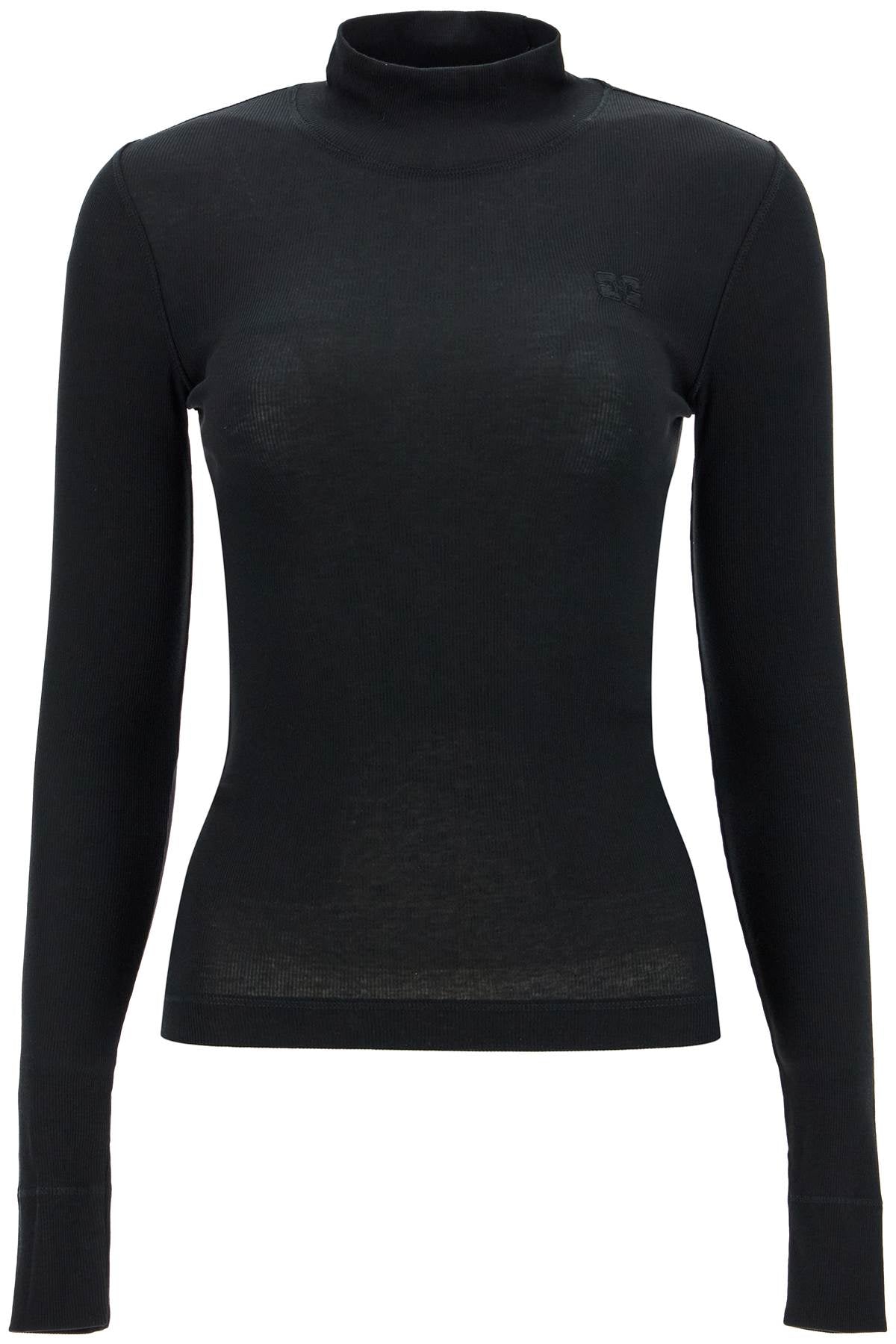 Ganni Long-Sleeved Ribbed Top