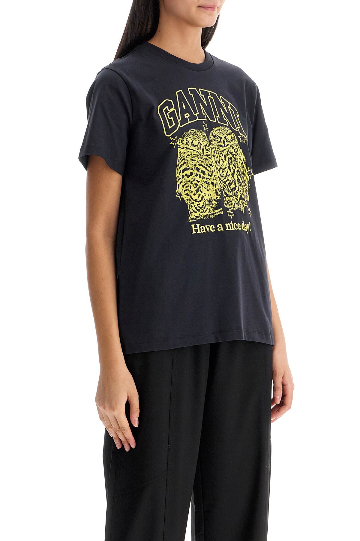 Ganni Relaxed Fit T-Shirt With Printed