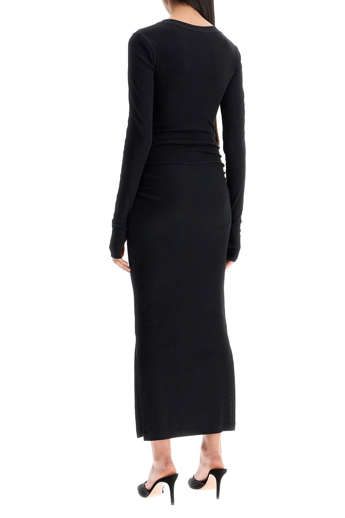 Ganni Long Ribbed Jersey Dress With Nine Words