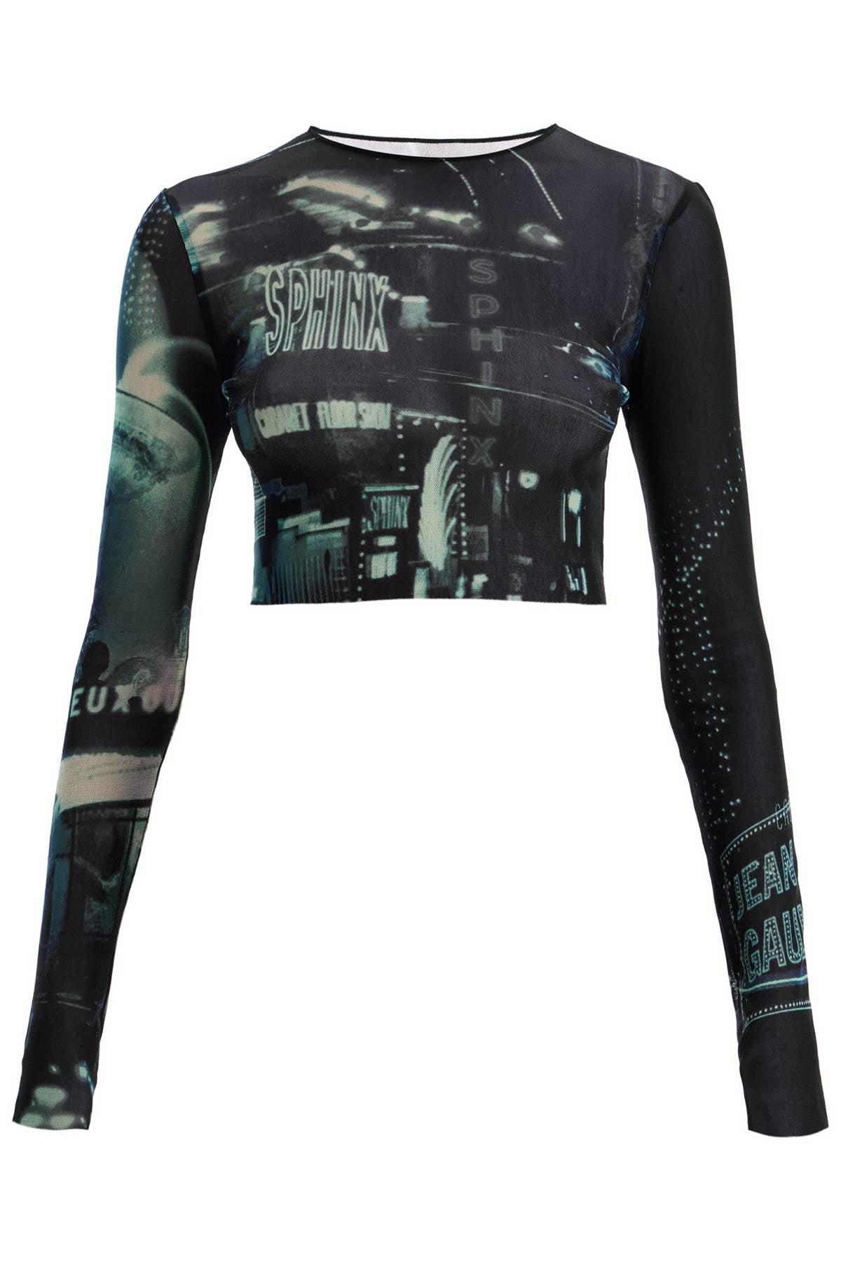 Jean Paul Gaultier Pigalle Printed Tulle Crop Top With