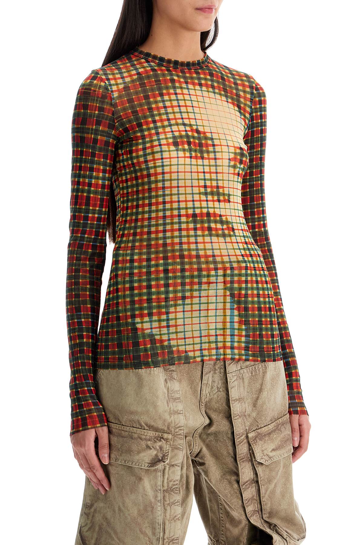 Jean Paul Gaultier Mesh Tartan Face Top With Unique