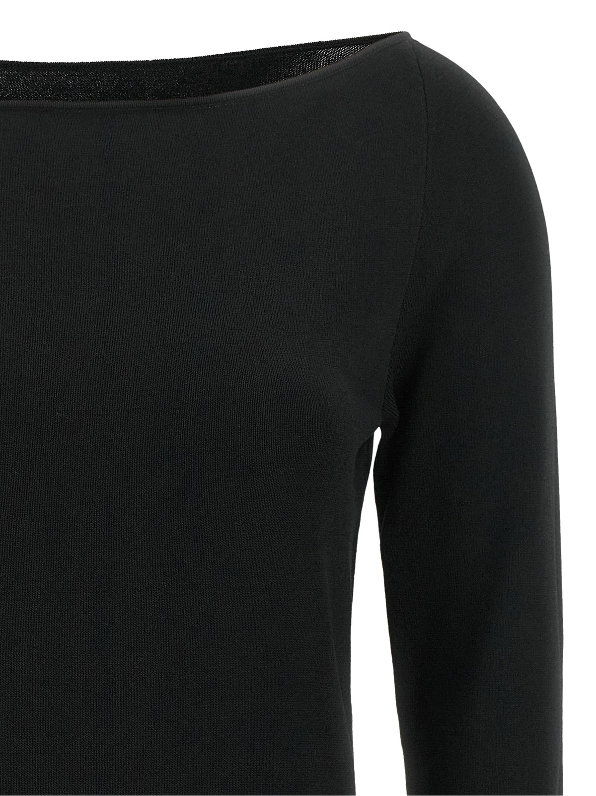 Elie Saab Black Wool Off-The-Shoulder Top